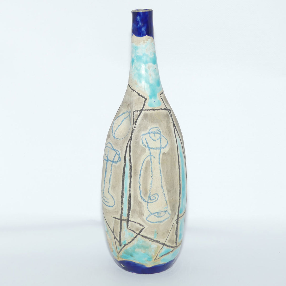 Marcello Fantoni Italy Vase or Lamp Base | Blue Abstract design | Mid Century Design