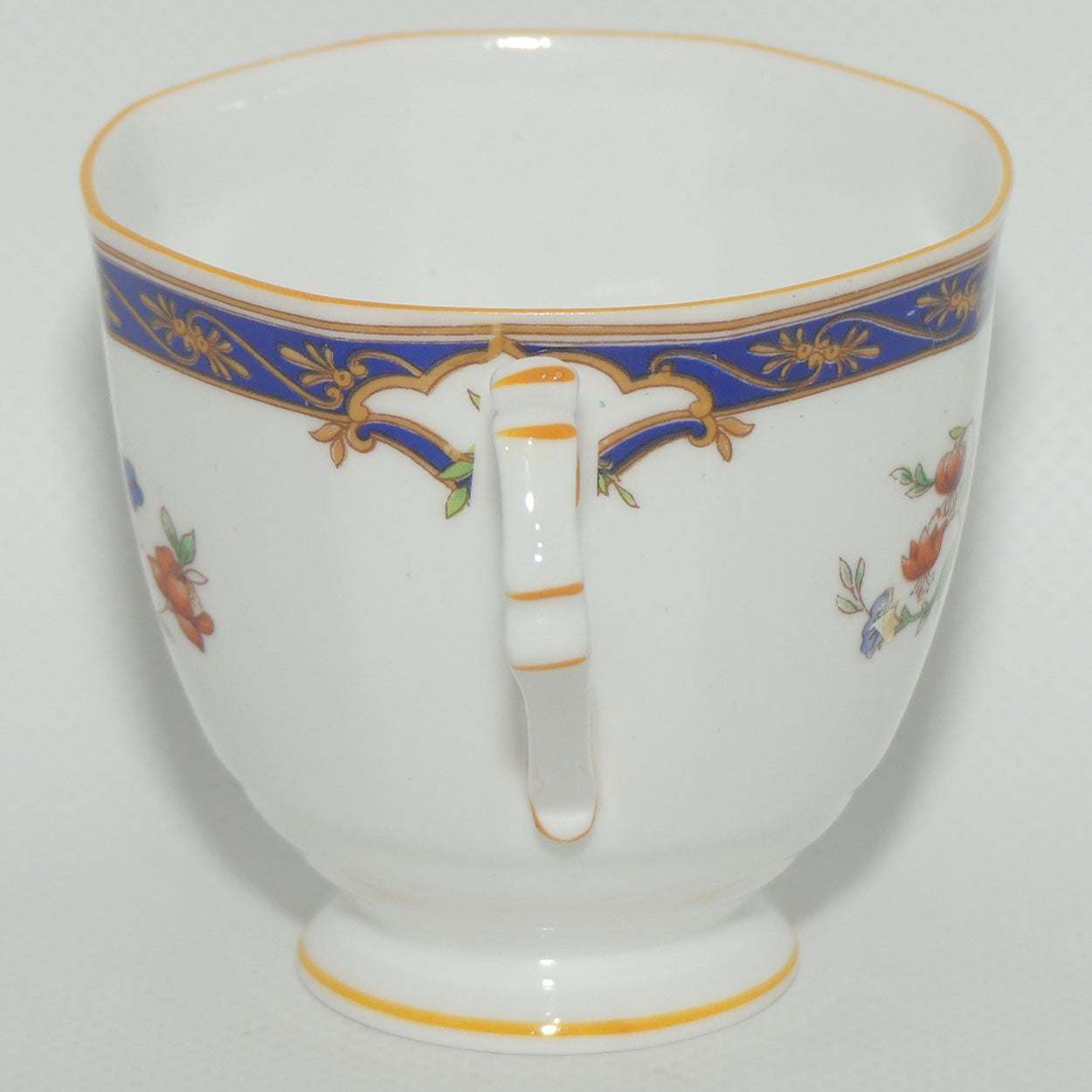 Tuscan Bone China fine tea trio | Blue Border and Floral pattern
