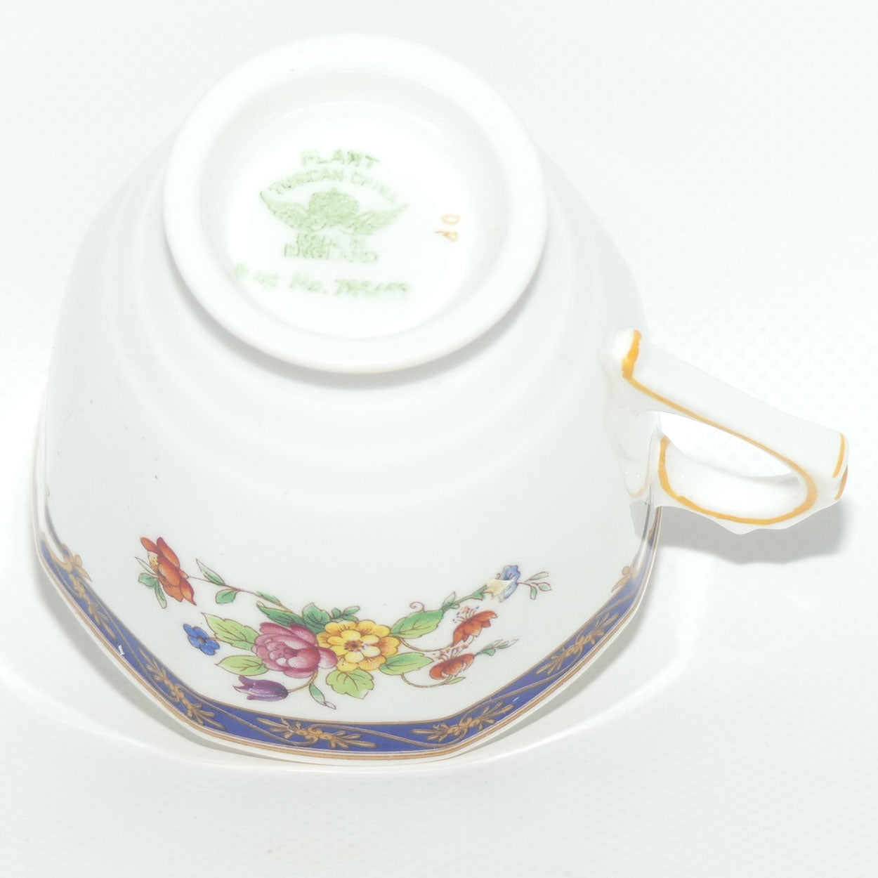 Tuscan Bone China fine tea trio | Blue Border and Floral pattern