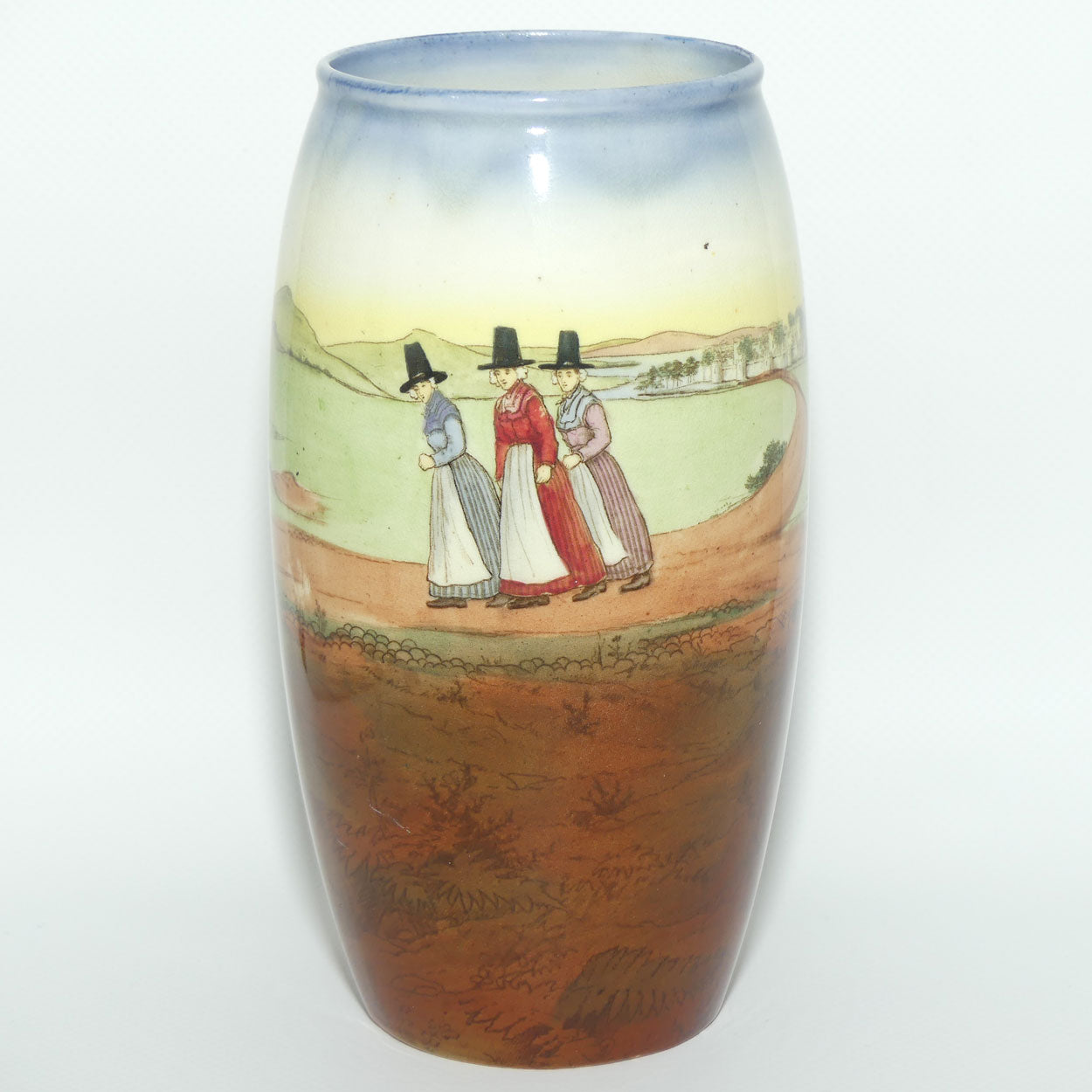 Royal Doulton Welsh cylinder vase with blue trim E3784 | 18cm | Bone China body