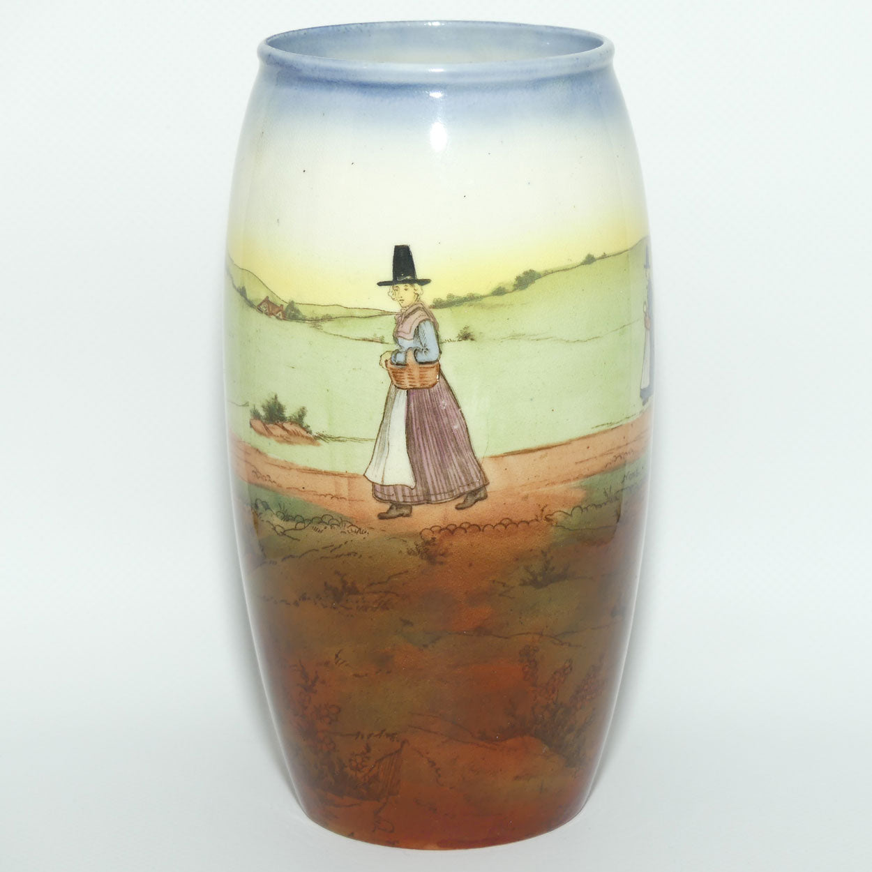 Royal Doulton Welsh cylinder vase with blue trim E3784 | 18cm | Bone China body