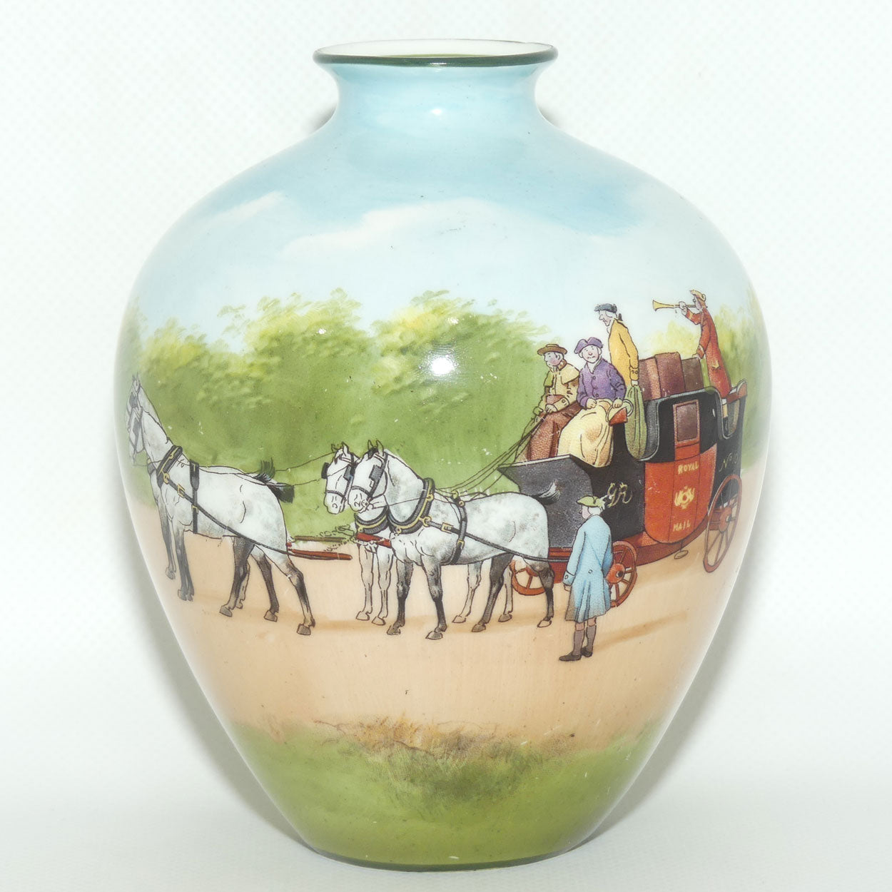 Royal Doulton Coaching Days bulbous vase | rare Blue Sky variation #1