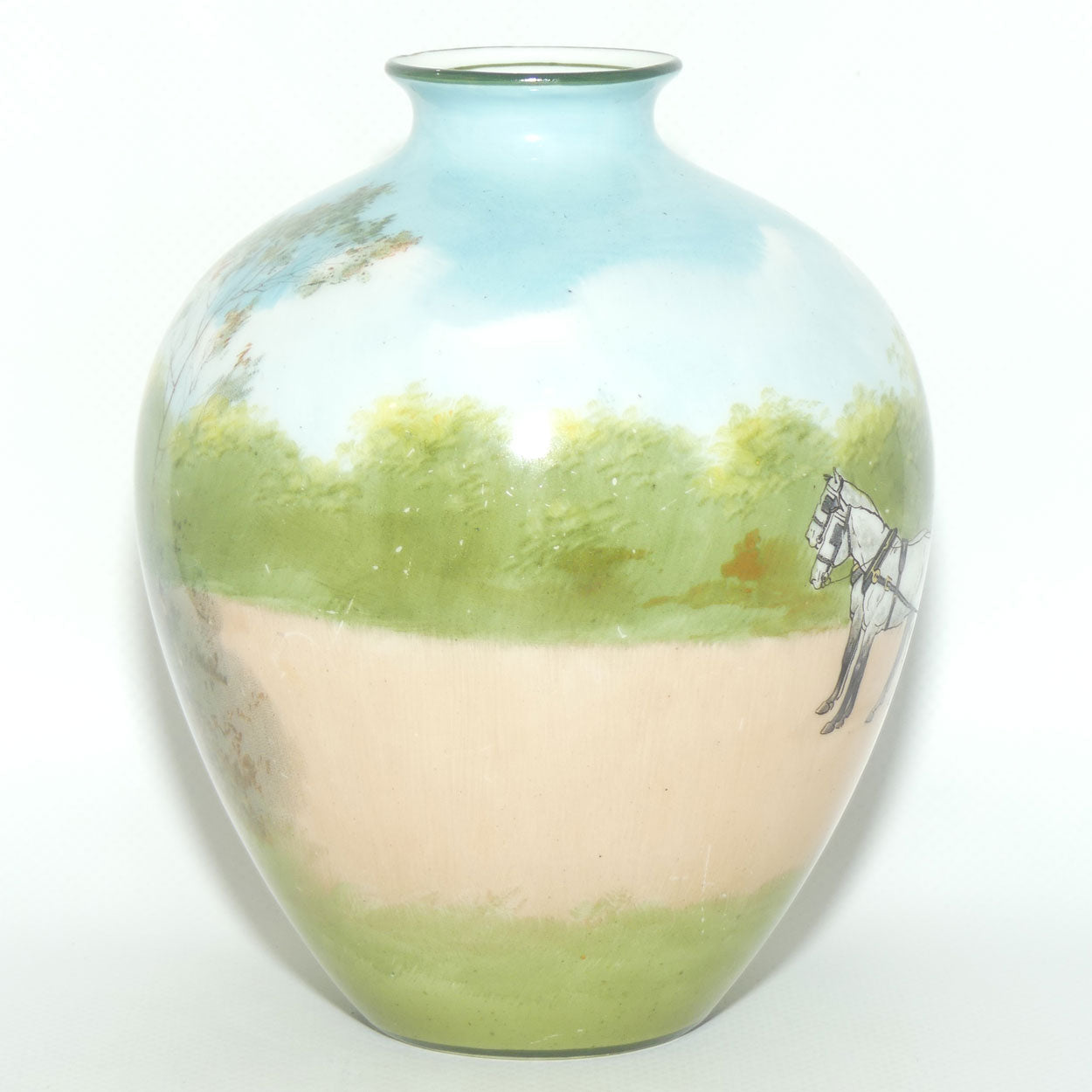 Royal Doulton Coaching Days bulbous vase | rare Blue Sky variation #1