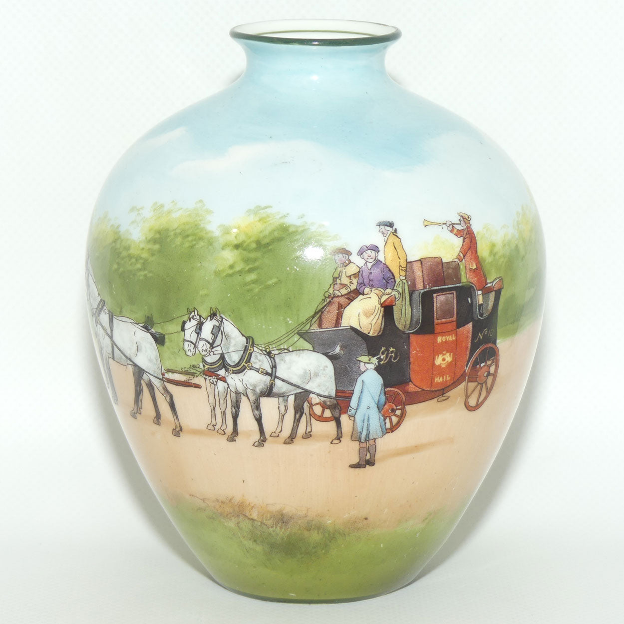 Royal Doulton Coaching Days bulbous vase | rare Blue Sky variation #1