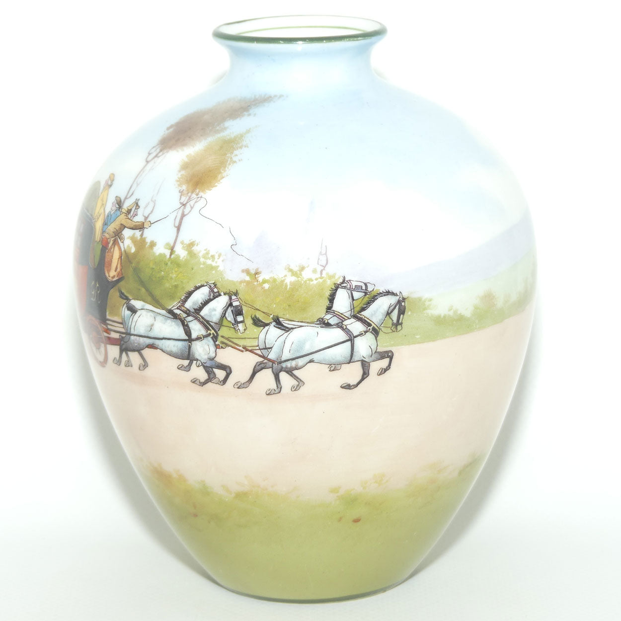 Royal Doulton Coaching Days bulbous vase | rare Blue Sky variation #2