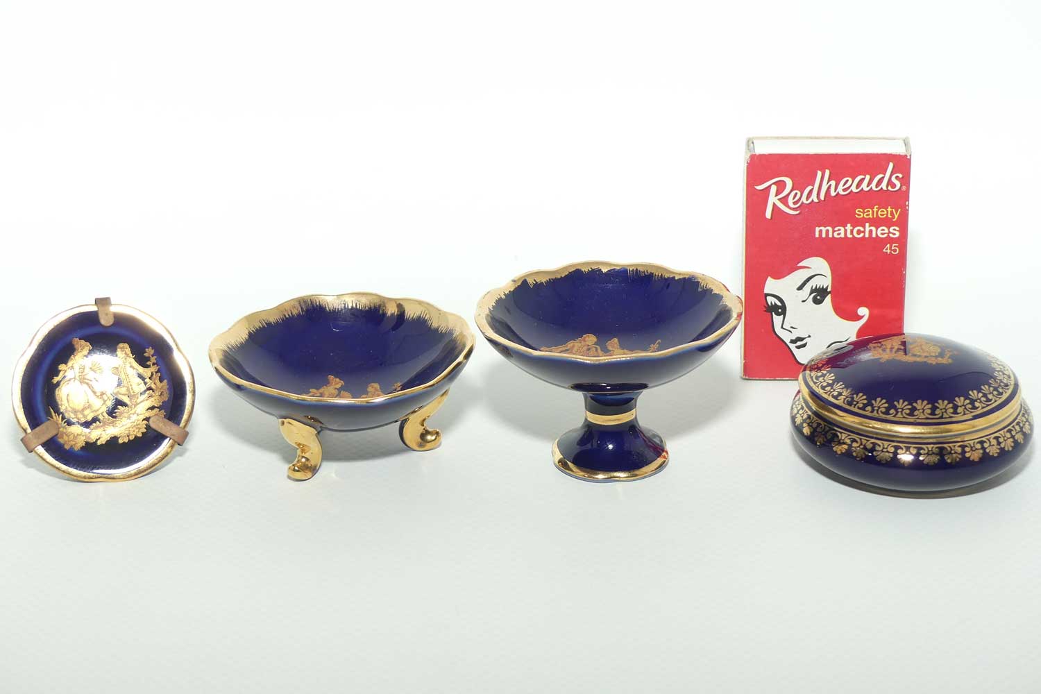 Limoges France miniature collection | 4 items | Blue and Gold