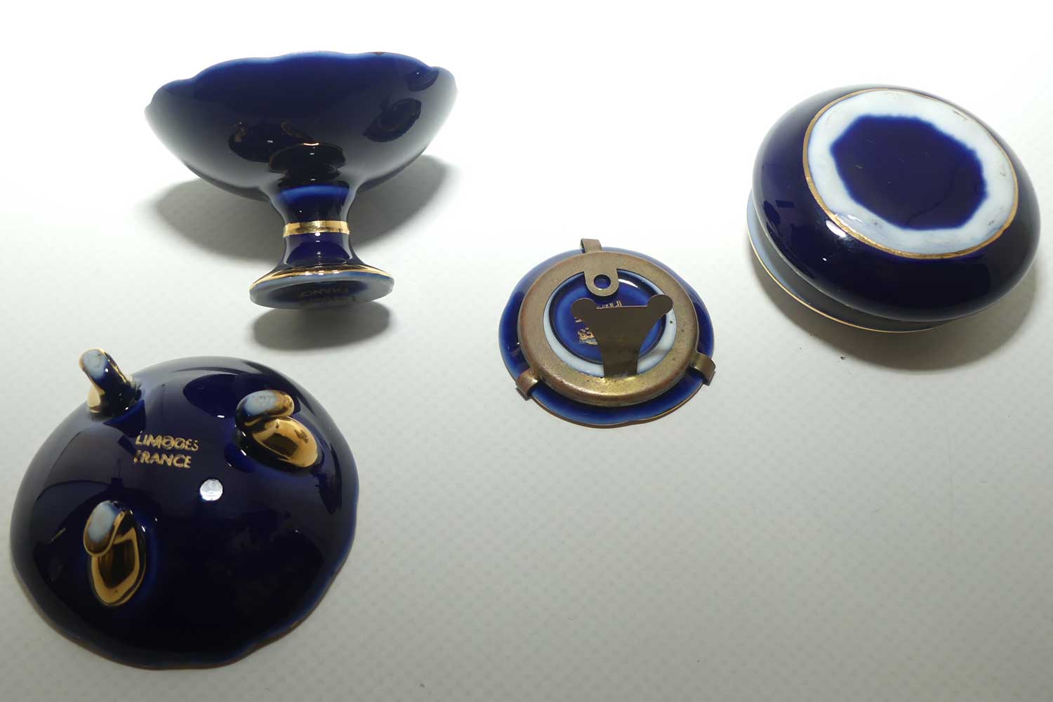 Limoges France miniature collection | 4 items | Blue and Gold