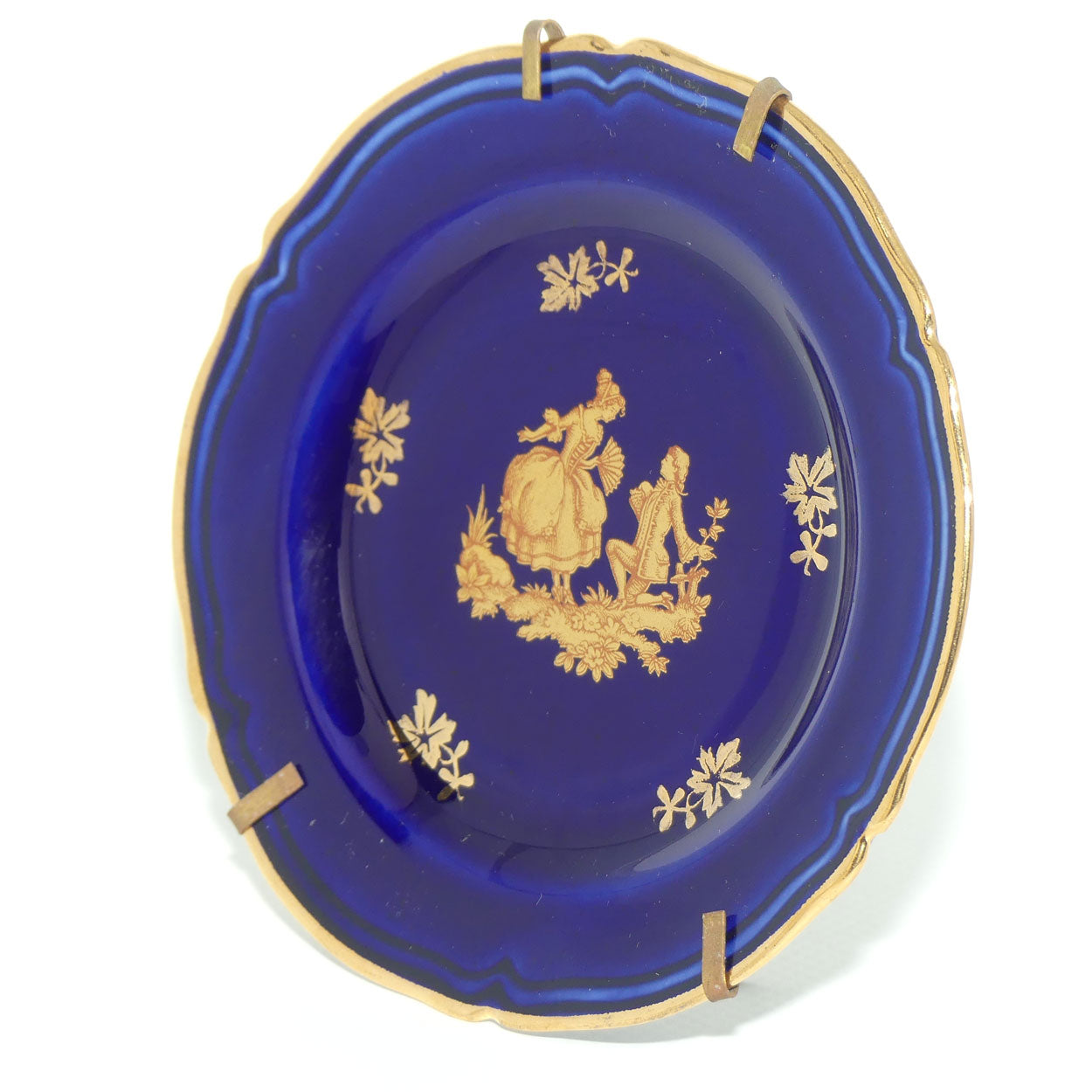 Limoges France Blue and Gilt Traditional Courting Scene plate | 11cm wide