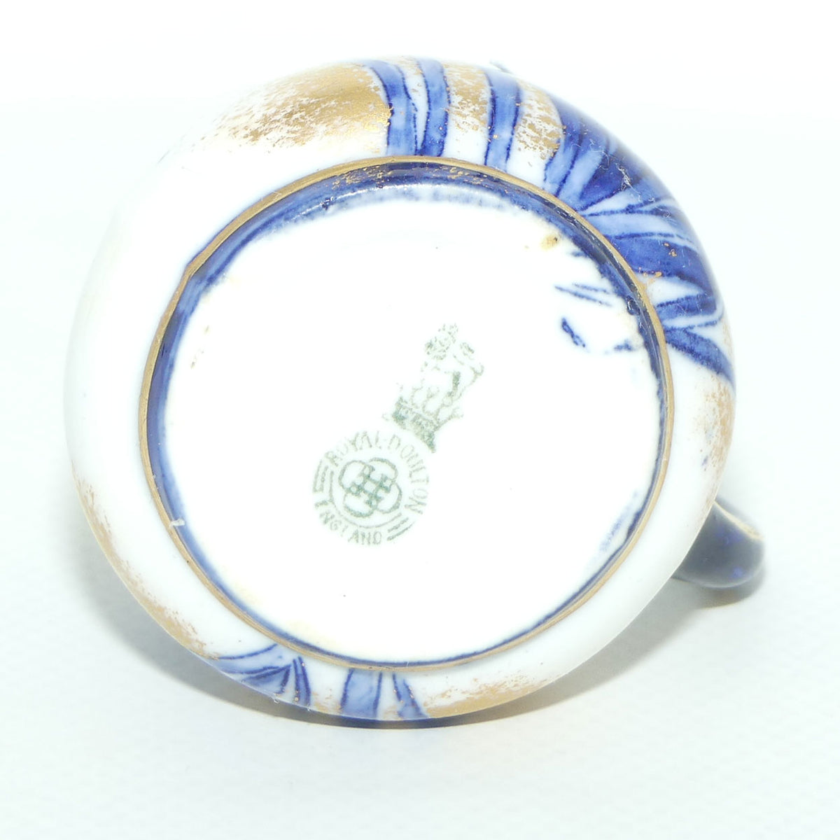 Royal Doulton Blue and White miniature jug | Fancy rim | Orchid