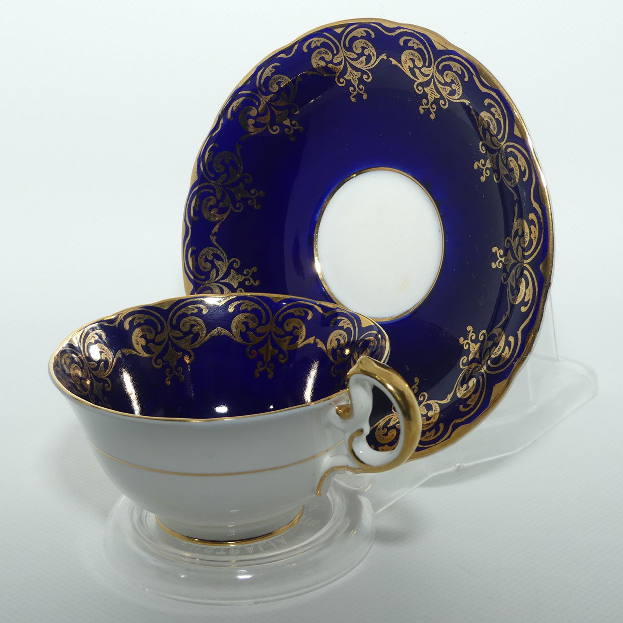 Aynsley Blue and Gilt tea duo B5133 | Fancy High Handle