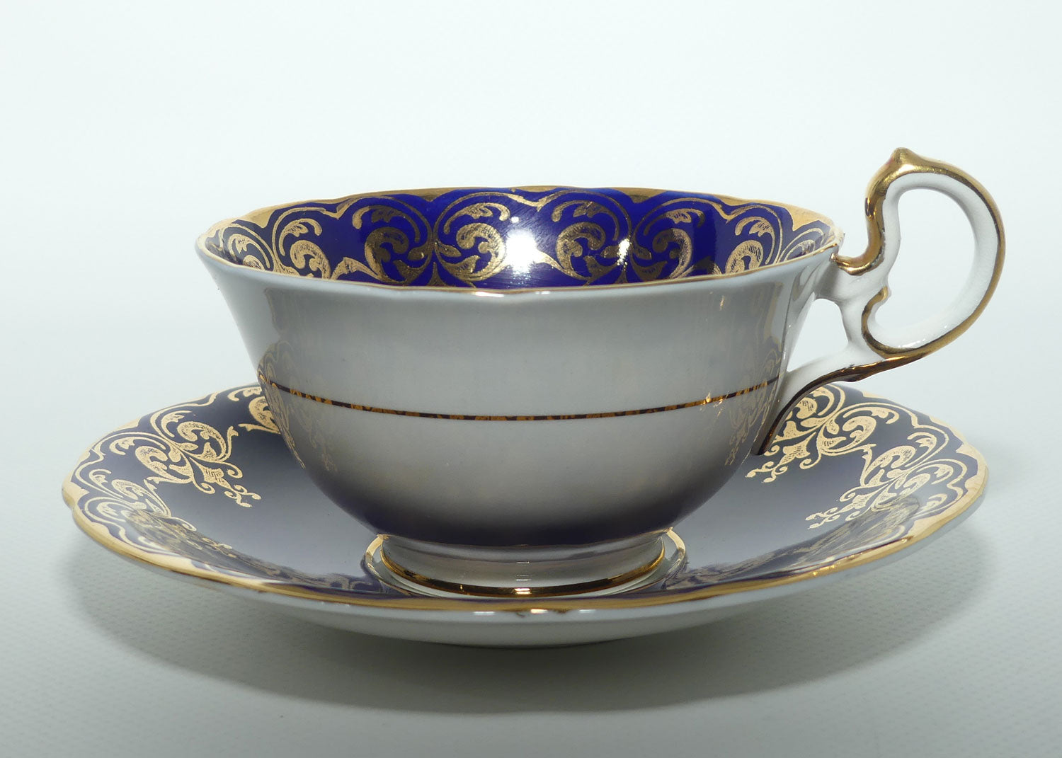 Aynsley Blue and Gilt tea duo B5133 | Fancy High Handle