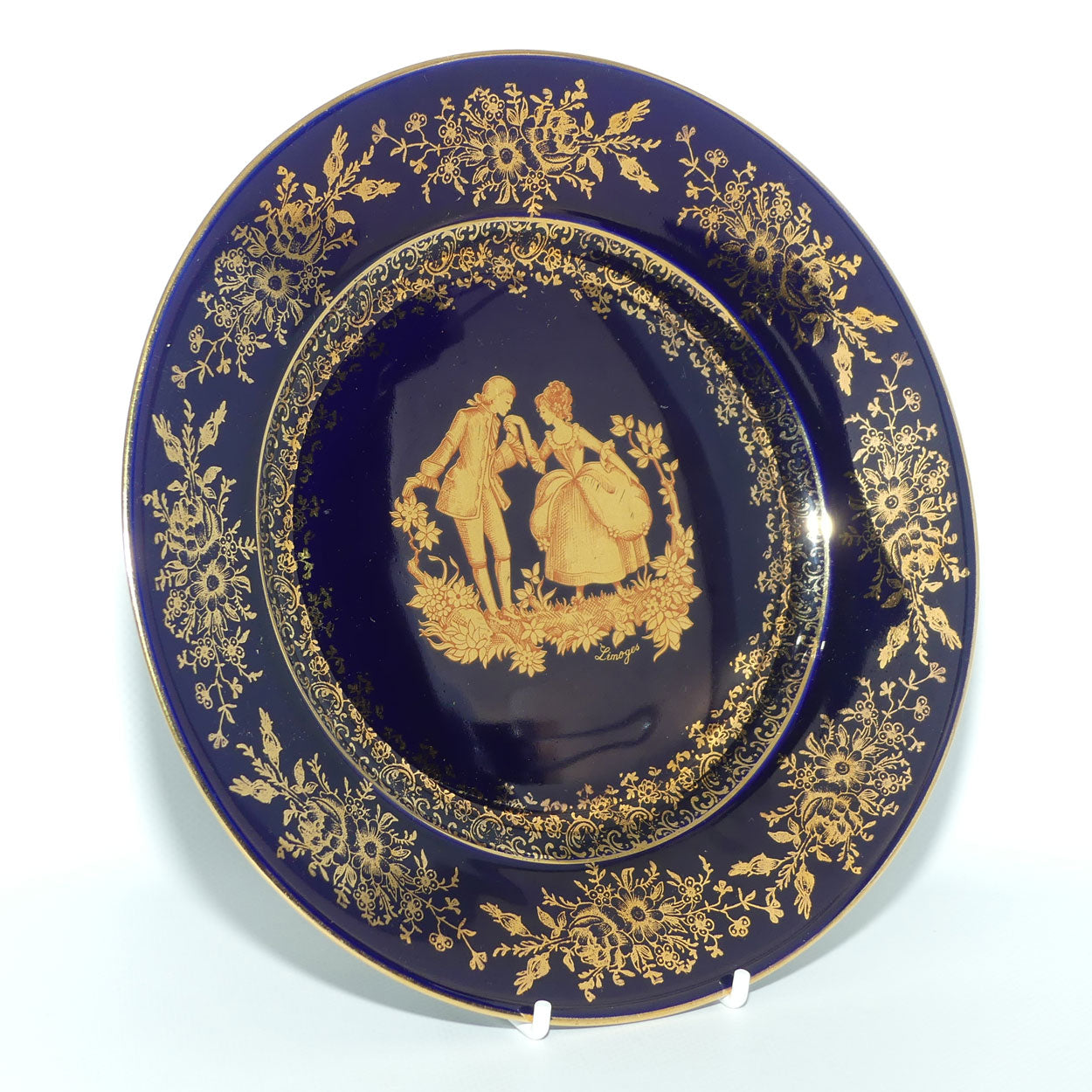Porcelaine Limoges Castel France Blue and Gilt cabinet plate | 22cm wide