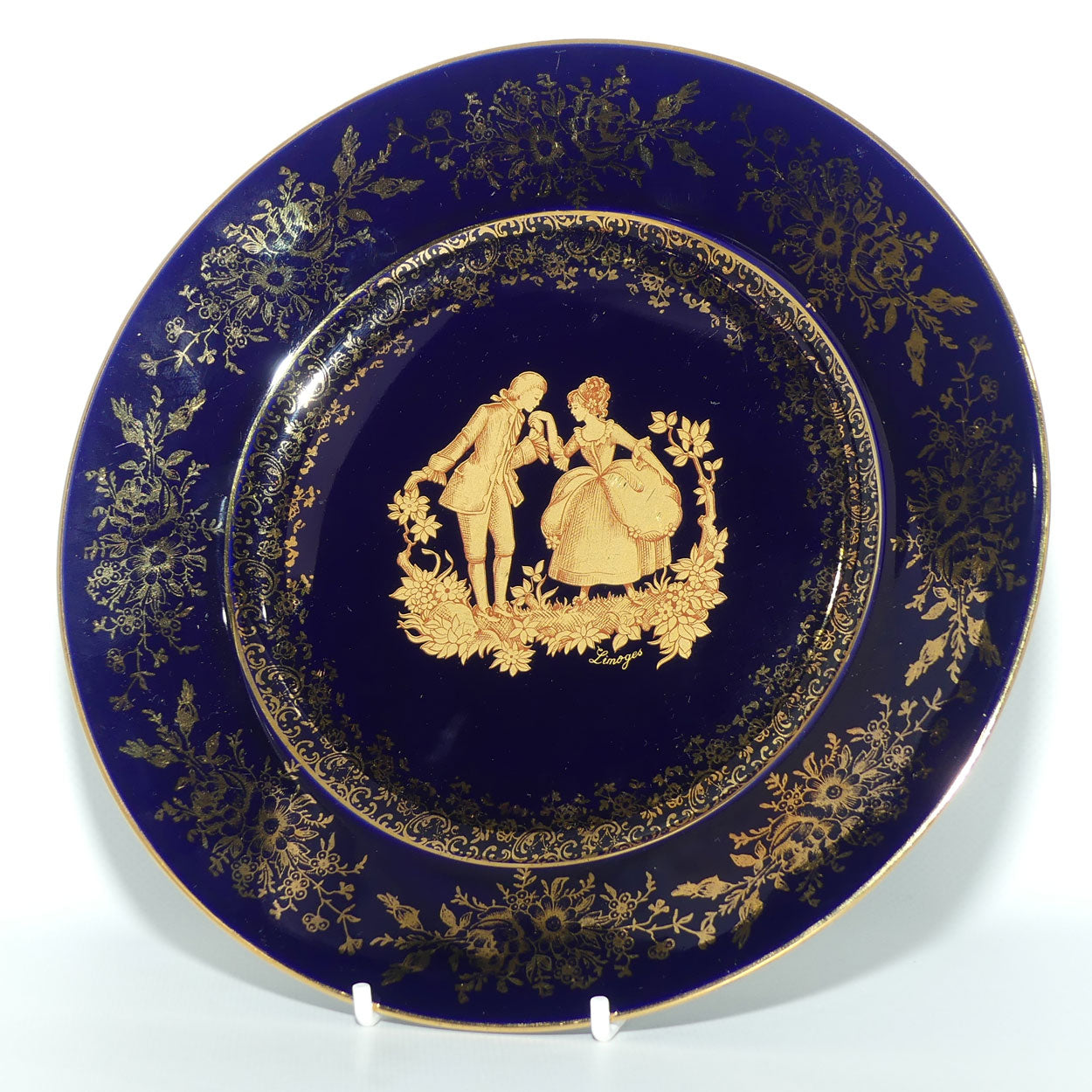 Porcelaine Limoges Castel France Blue and Gilt cabinet plate | 22cm wide