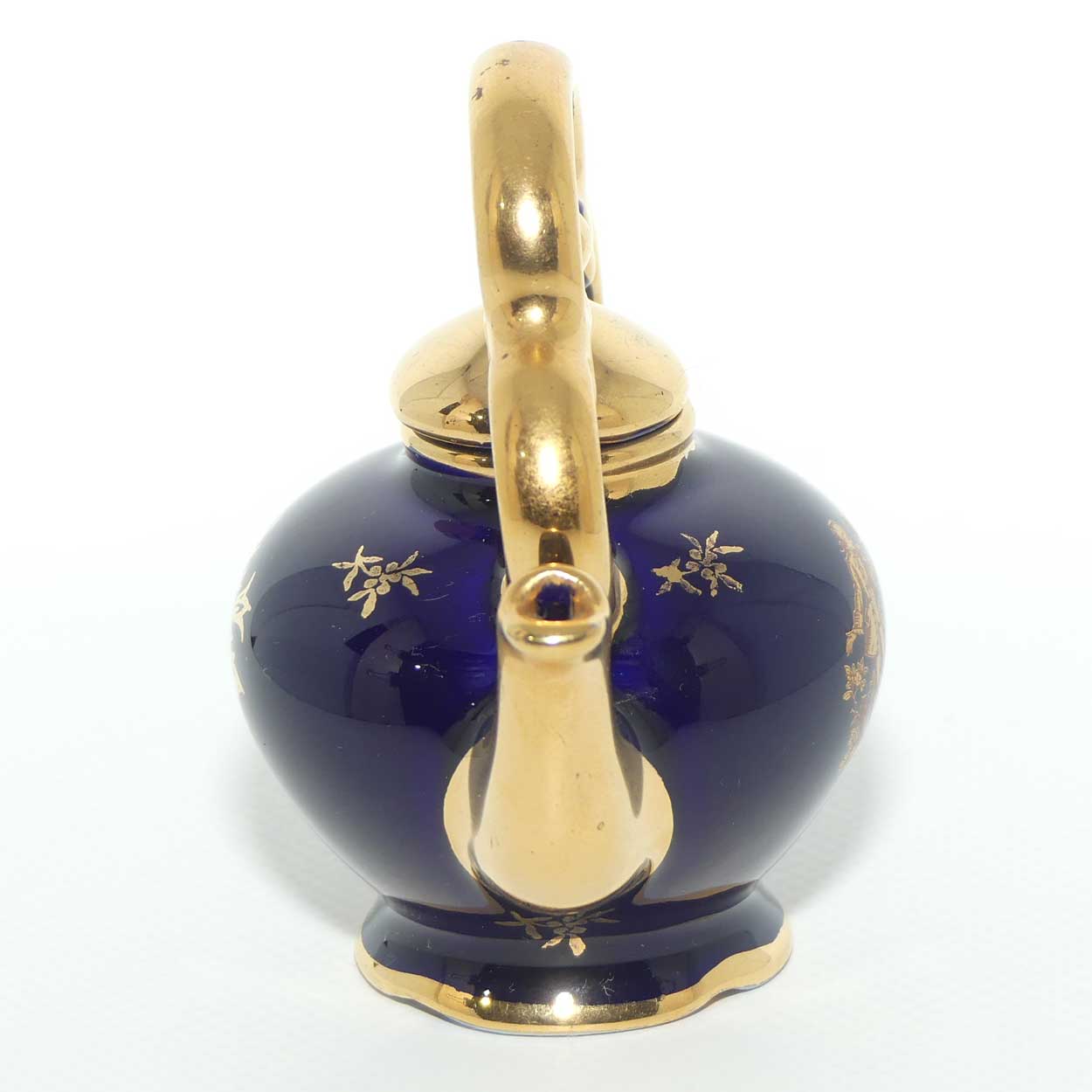 Limoges Veritable Porcelain d'Art France Blue and Gilt miniature tea kettle