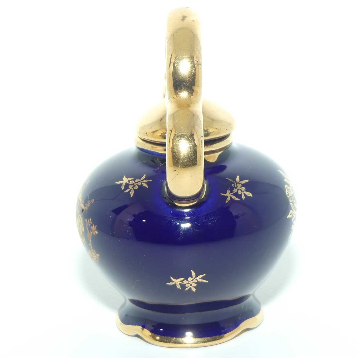 Limoges Veritable Porcelain d'Art France Blue and Gilt miniature tea kettle