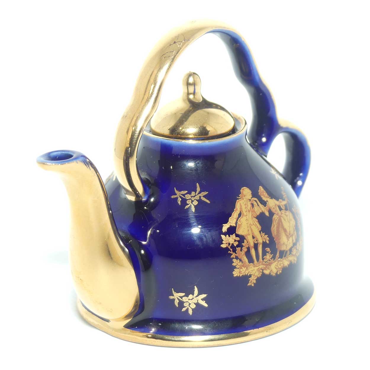 Limoges Veritable Porcelain d'Art France Blue and Gilt miniature tea kettle | #2