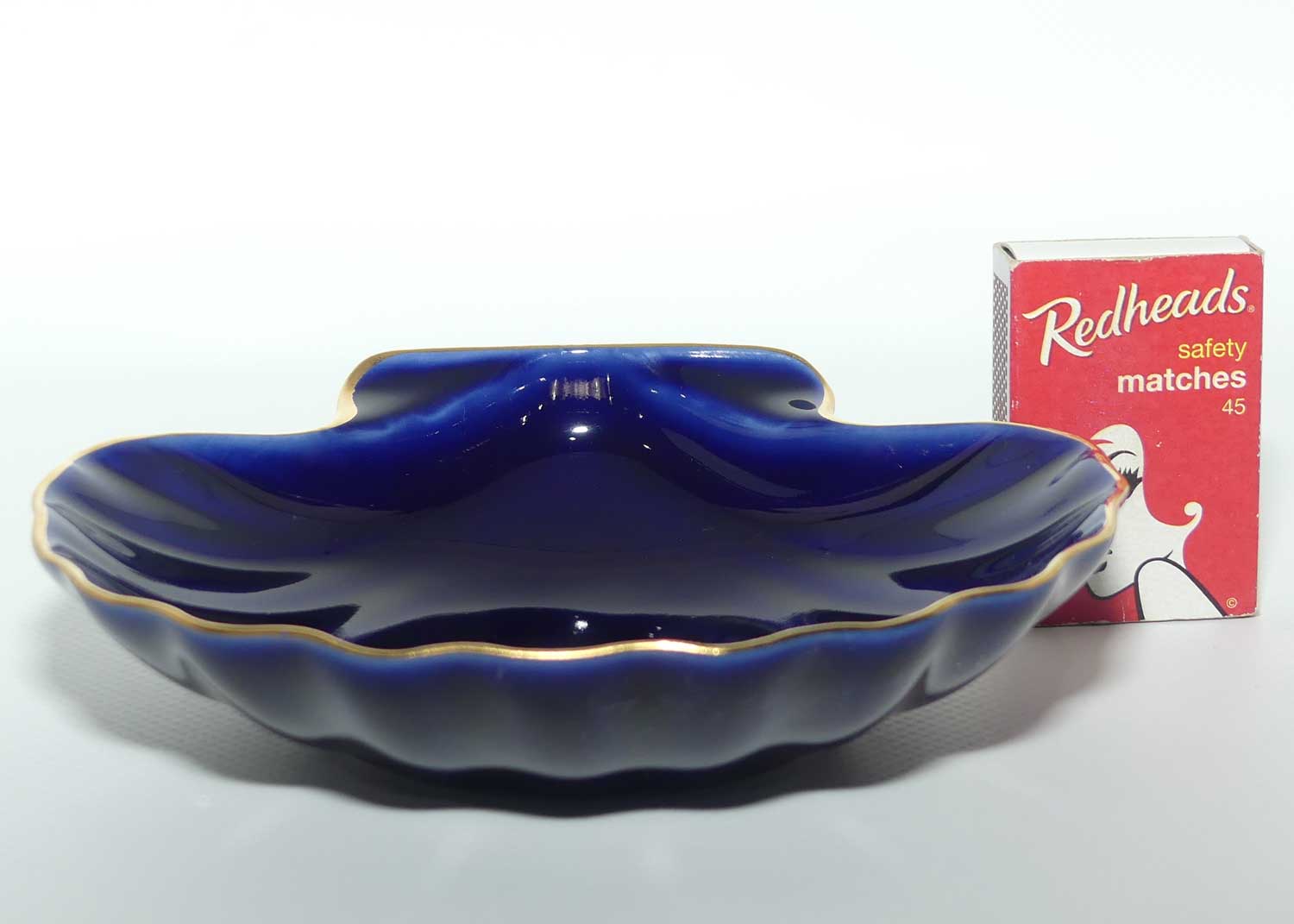 Limoges Castel France Blue and Gilt shell shape bowl | 14cm wide