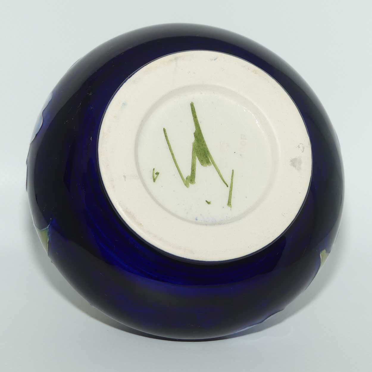 Walter Moorcroft Blue Hibiscus on Dark Blue ground vase | Shape 32/5