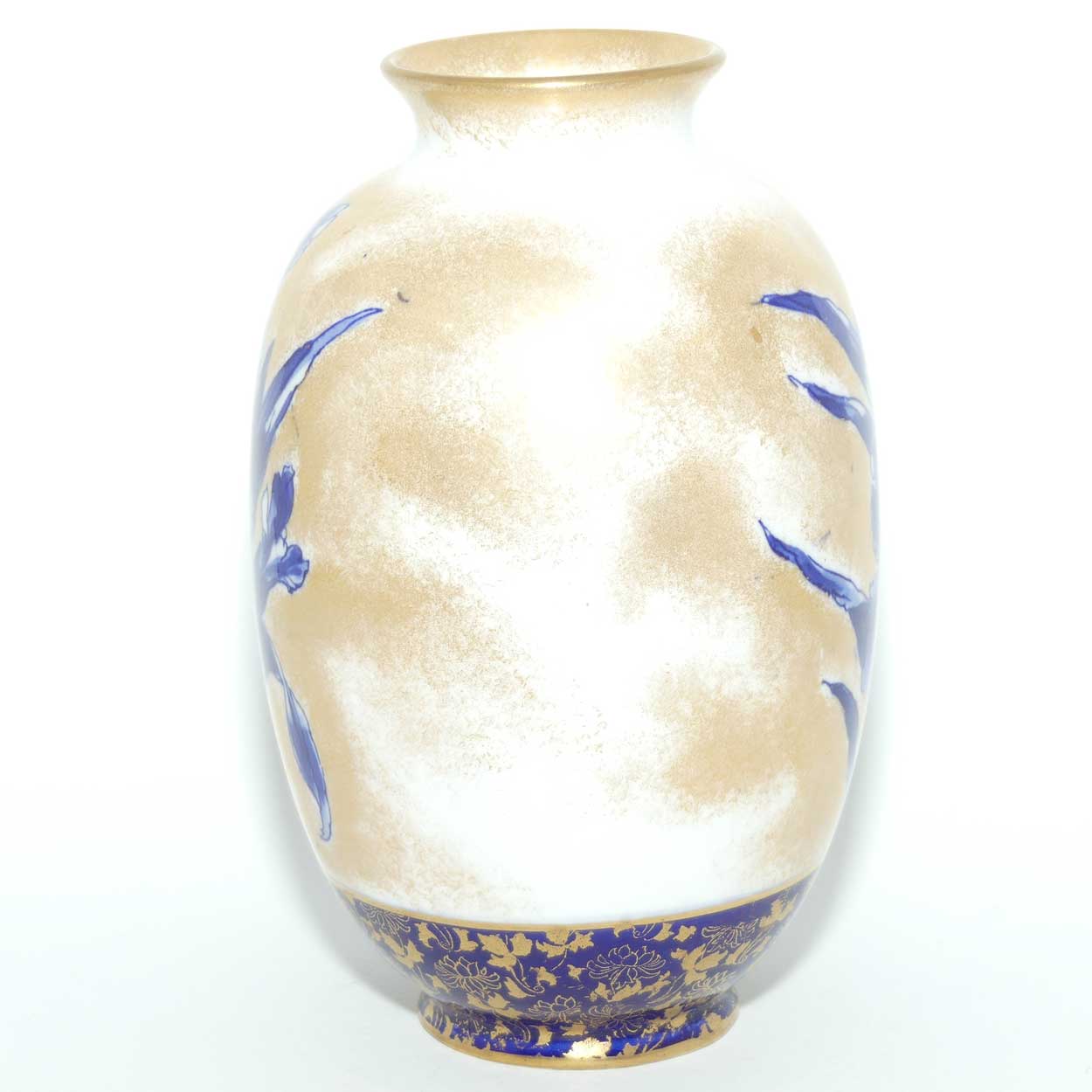 Royal Doulton Blue Iris and Gilt ovoid vase