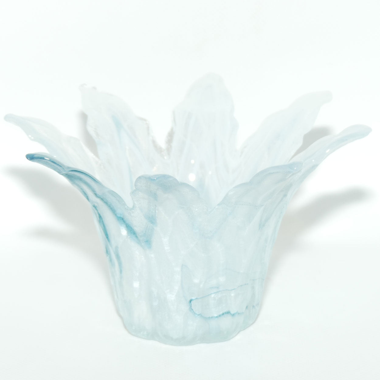 Vintage Marbled Art Glass vase | Ice Blue swirl effect | #1