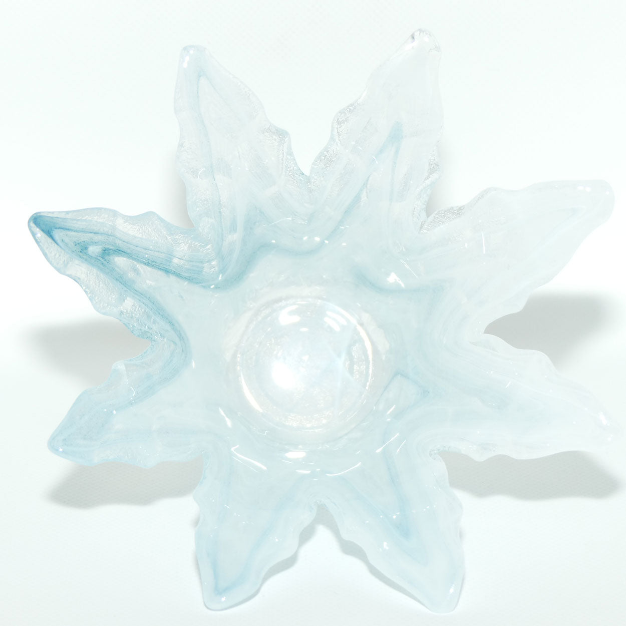 Vintage Marbled Art Glass vase | Ice Blue swirl effect | #1