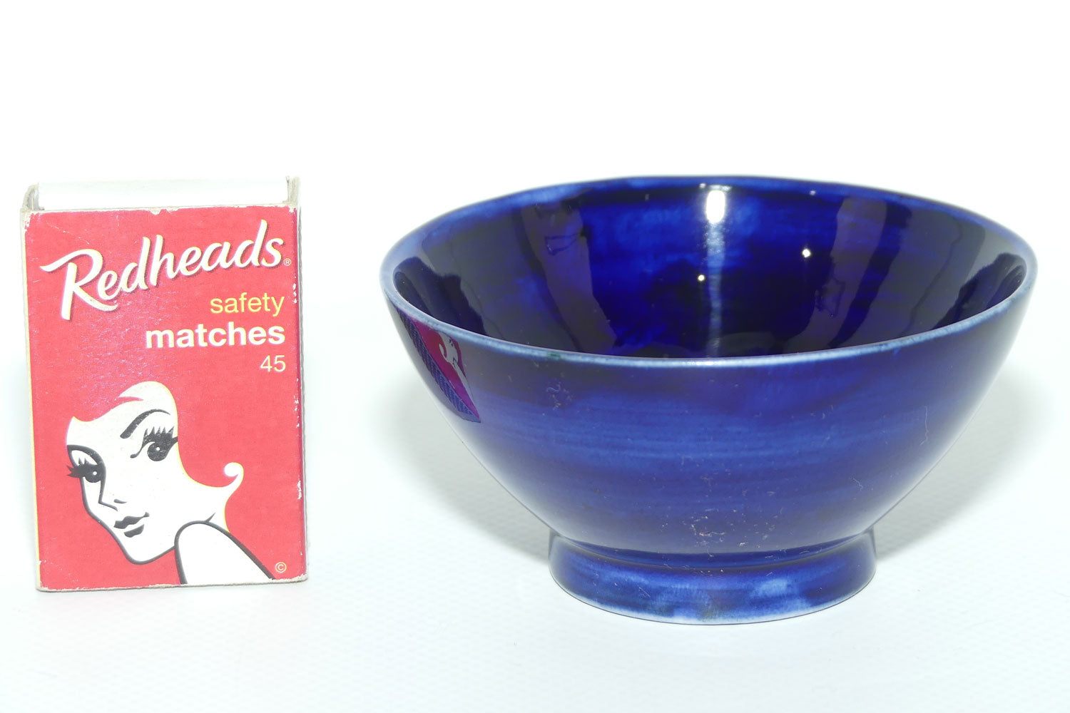 Walter Moorcroft Clematis with Blue ground footed bowl | Purple Flower | 8.7cm diam | #2