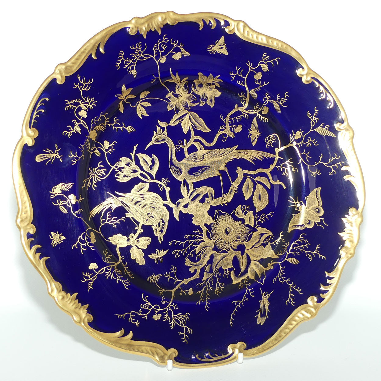 Coalport Asiatic Pheasants design Royal Blue and Heavily Gilt plate