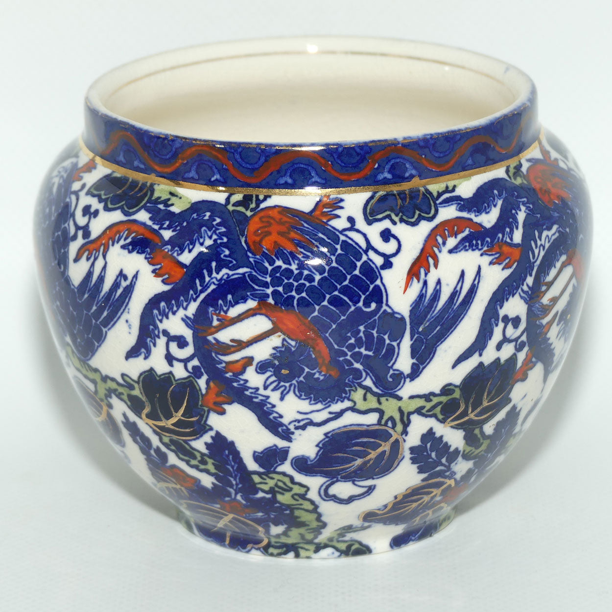 Royal Doulton Mythical Birds A pot | Flow Blue and Iron Red