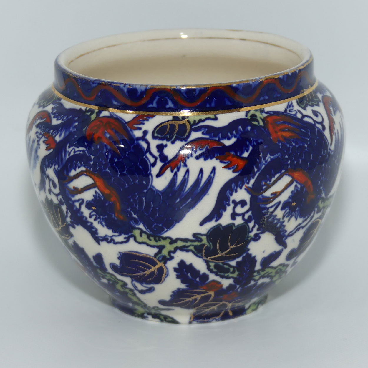 Royal Doulton Mythical Birds A pot | Flow Blue and Iron Red