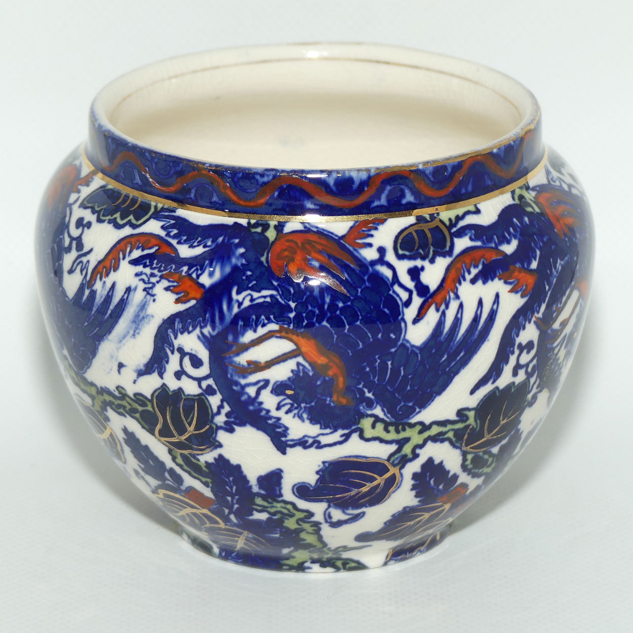 Royal Doulton Mythical Birds A pot | Flow Blue and Iron Red