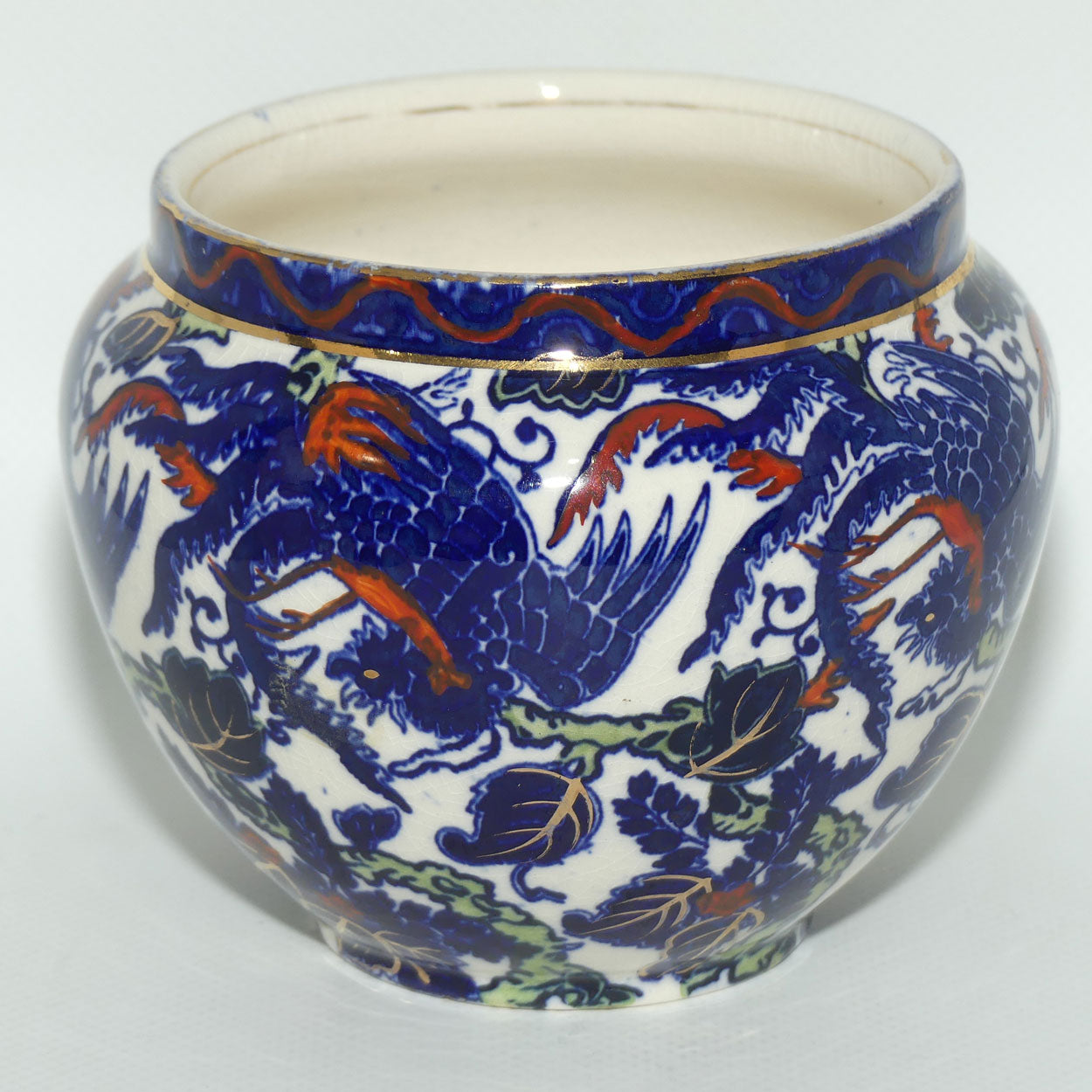 Royal Doulton Mythical Birds A pot | Flow Blue and Iron Red