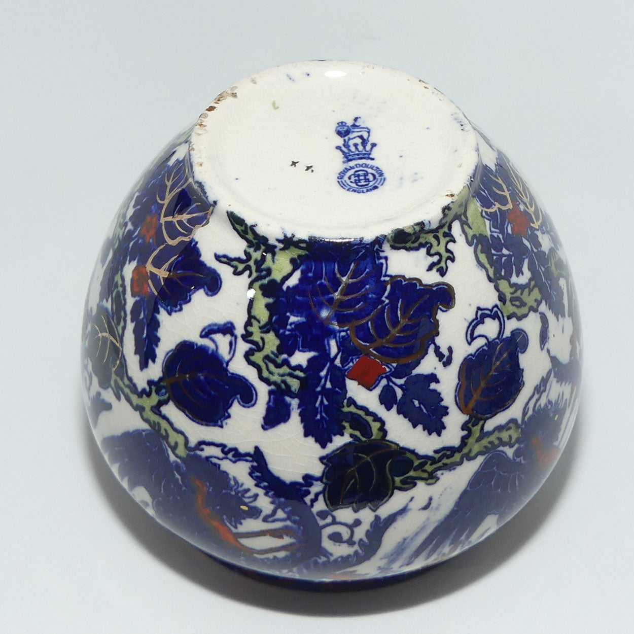 Royal Doulton Mythical Birds A pot | Flow Blue and Iron Red