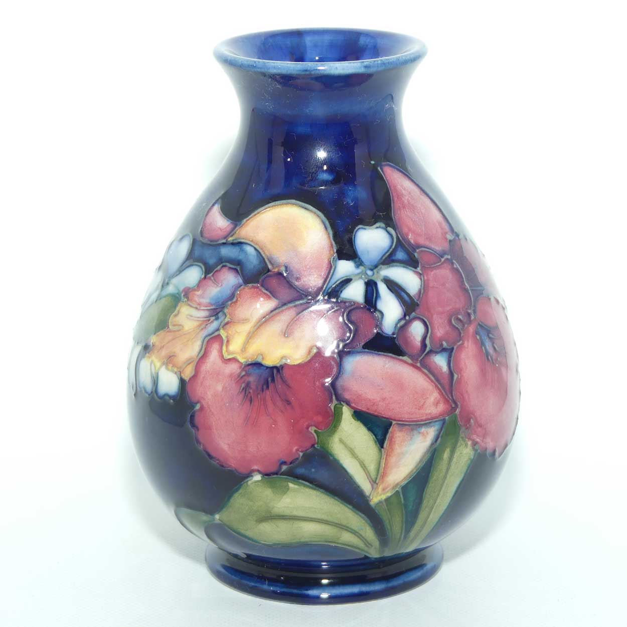 Walter Moorcroft Orchid on Dark Blue Ground vase | Shape 7/5