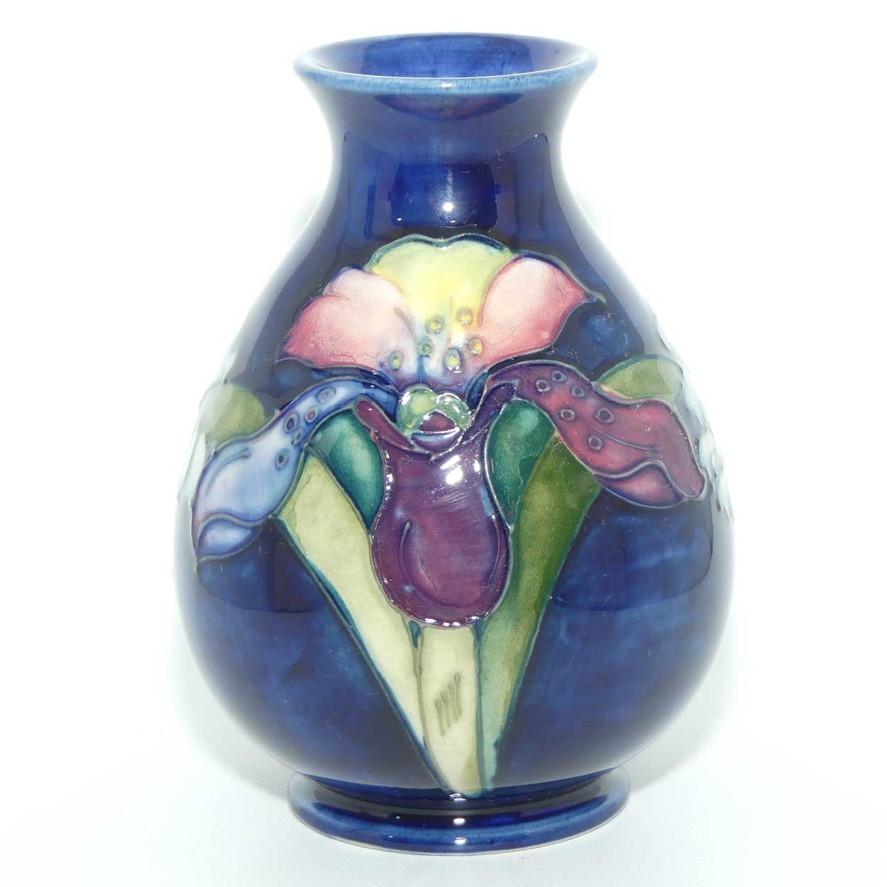Walter Moorcroft Orchid on Dark Blue Ground vase | Shape 7/5