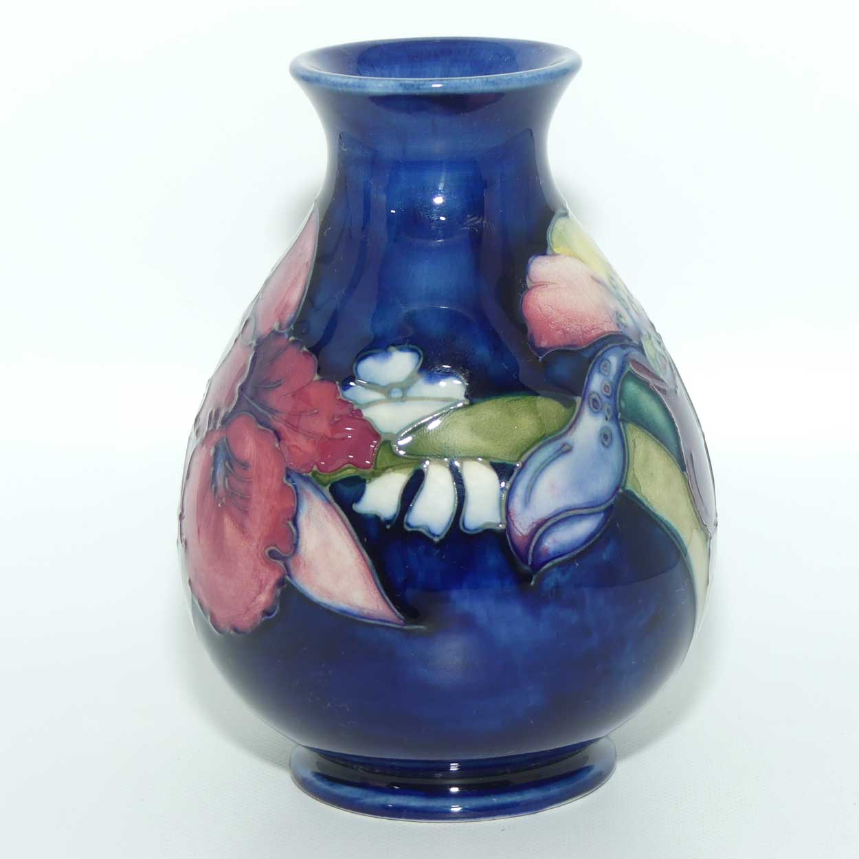 Walter Moorcroft Orchid on Dark Blue Ground vase | Shape 7/5