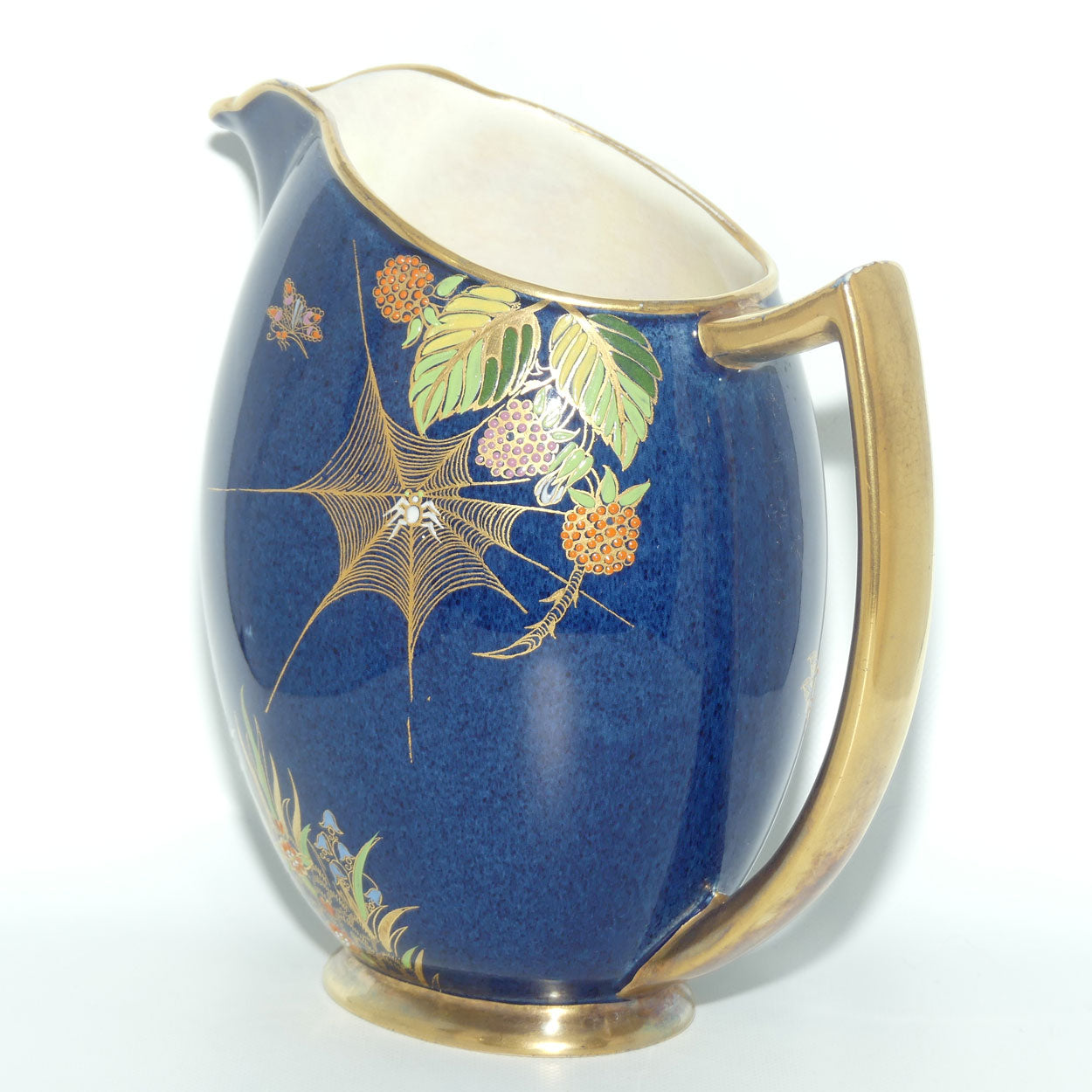 Carlton Ware Blue Spider Web gilt handle jug | Shape 1675