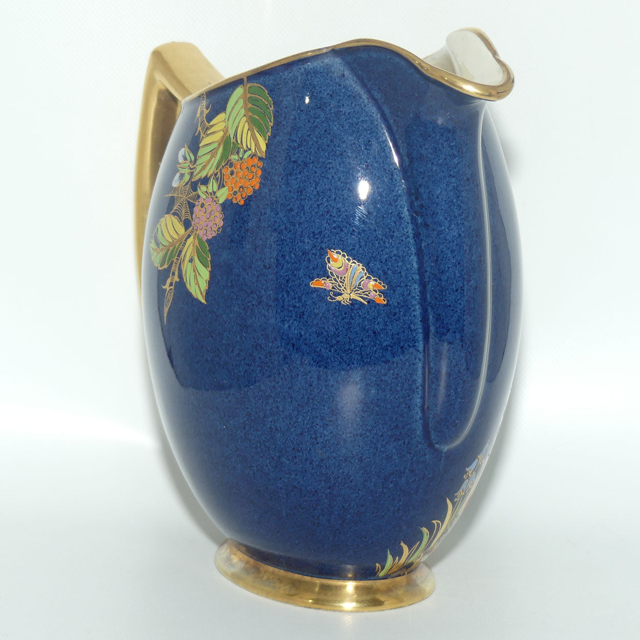 Carlton Ware Blue Spider Web gilt handle jug | Shape 1675