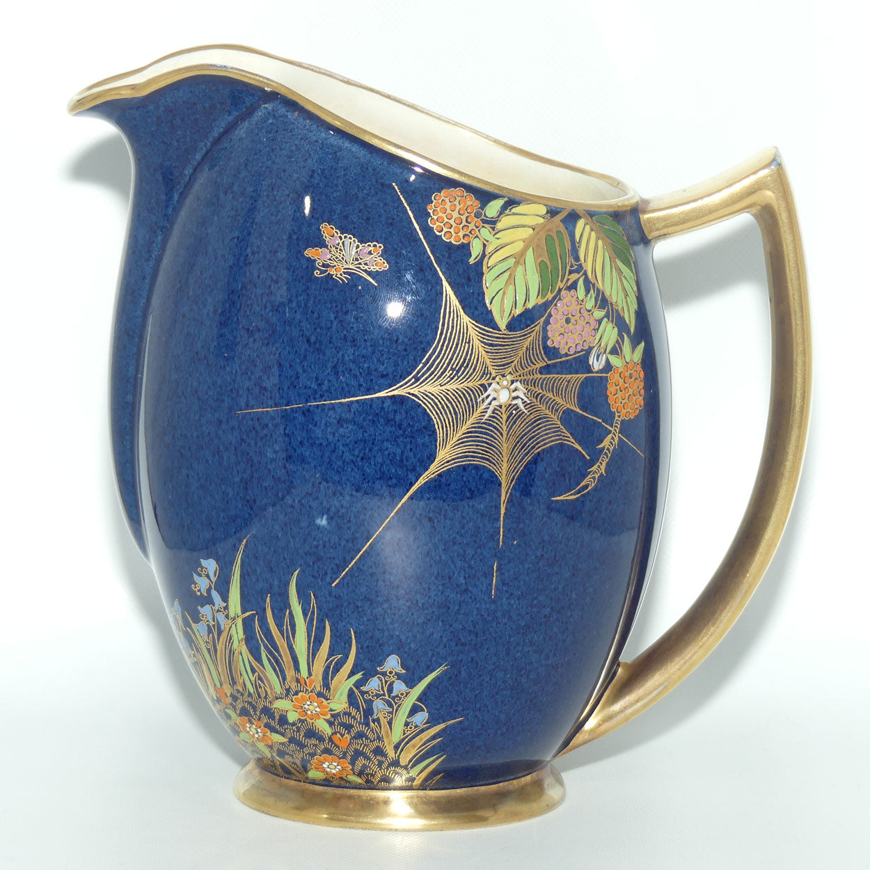 Carlton Ware Blue Spider Web gilt handle jug | Shape 1675