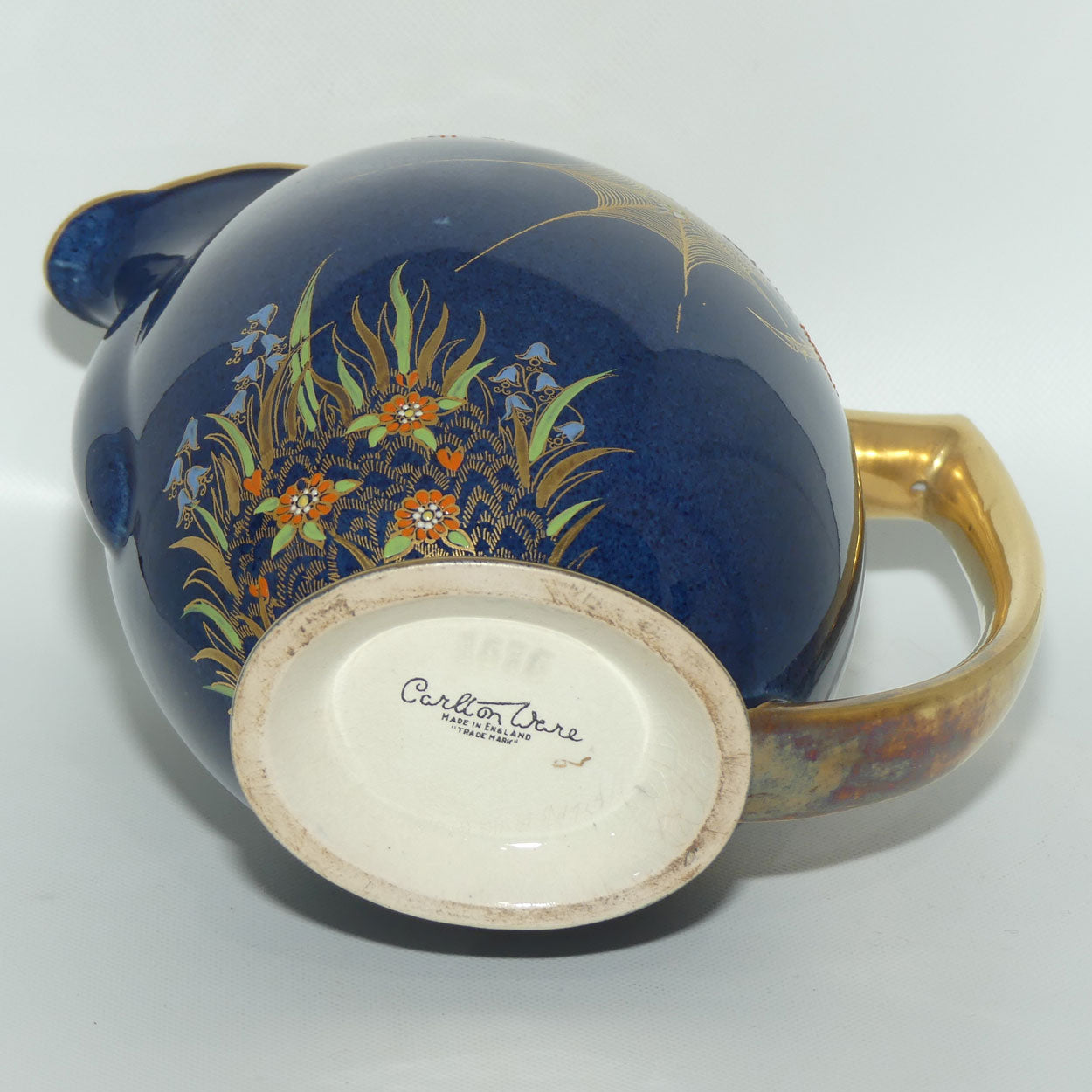 Carlton Ware Blue Spider Web gilt handle jug | Shape 1675
