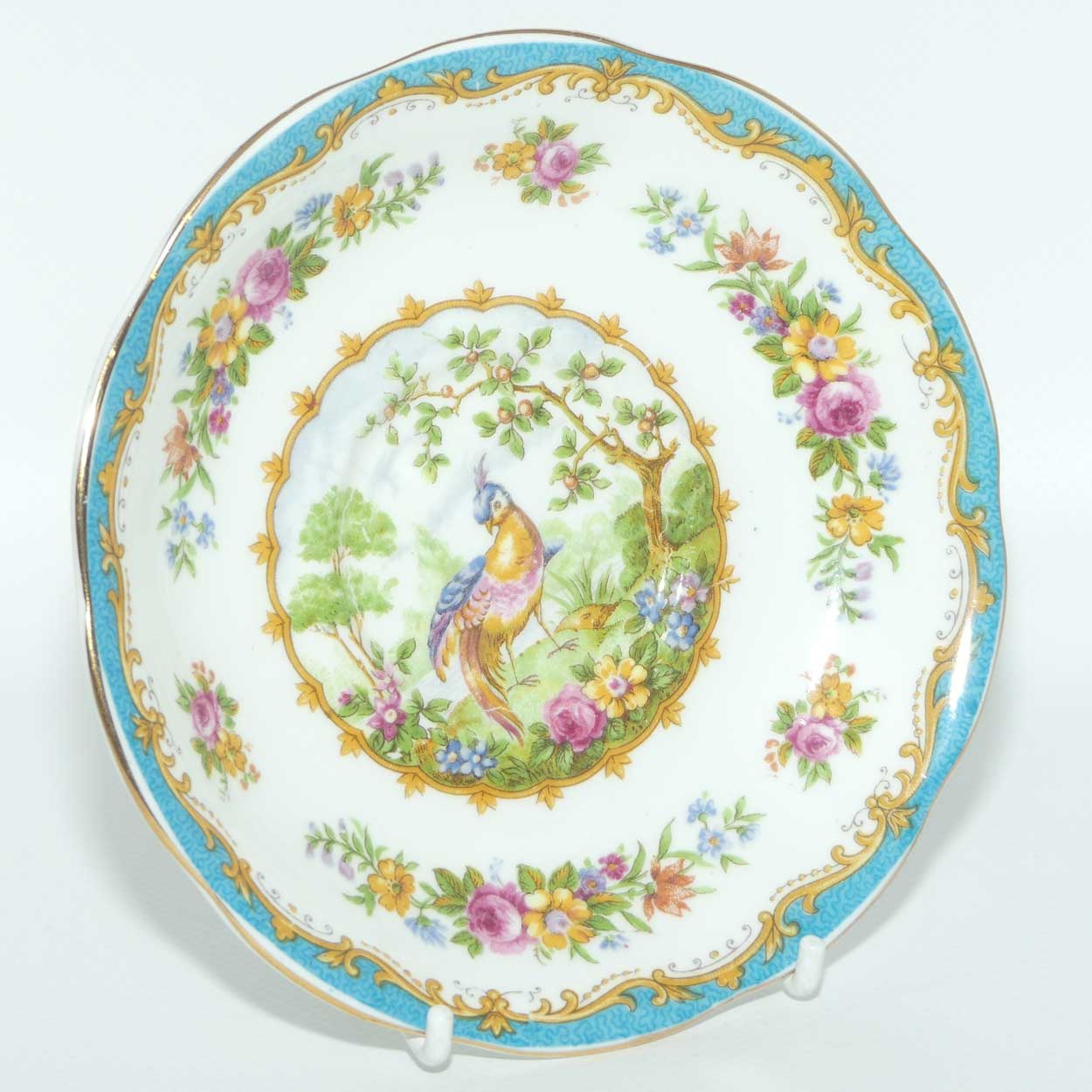 Royal Albert Bone China Chelsea Bird trio | Aqua Blue Trim