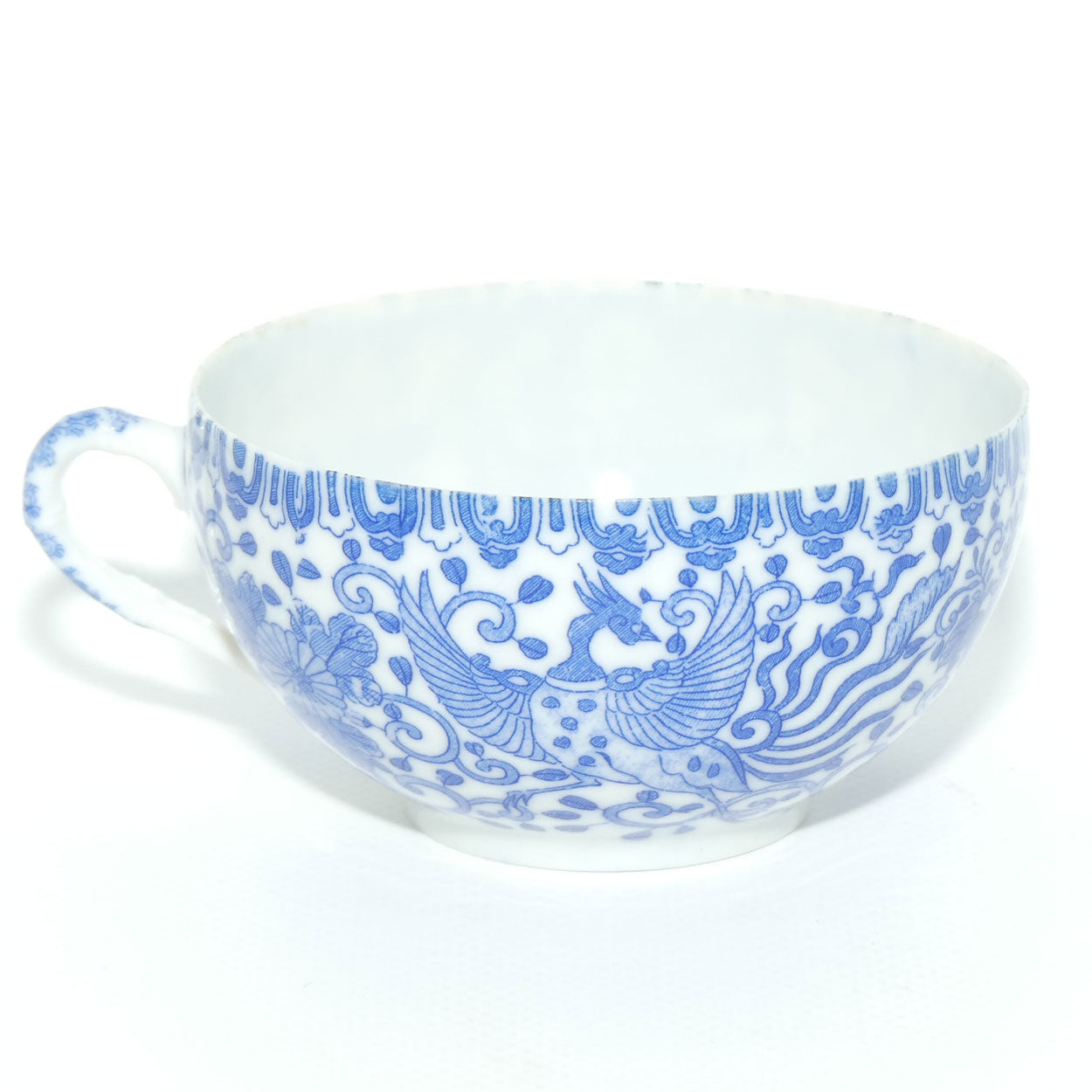 Japanese Blue and White eggshell china Pheonix Bird cup and saucer