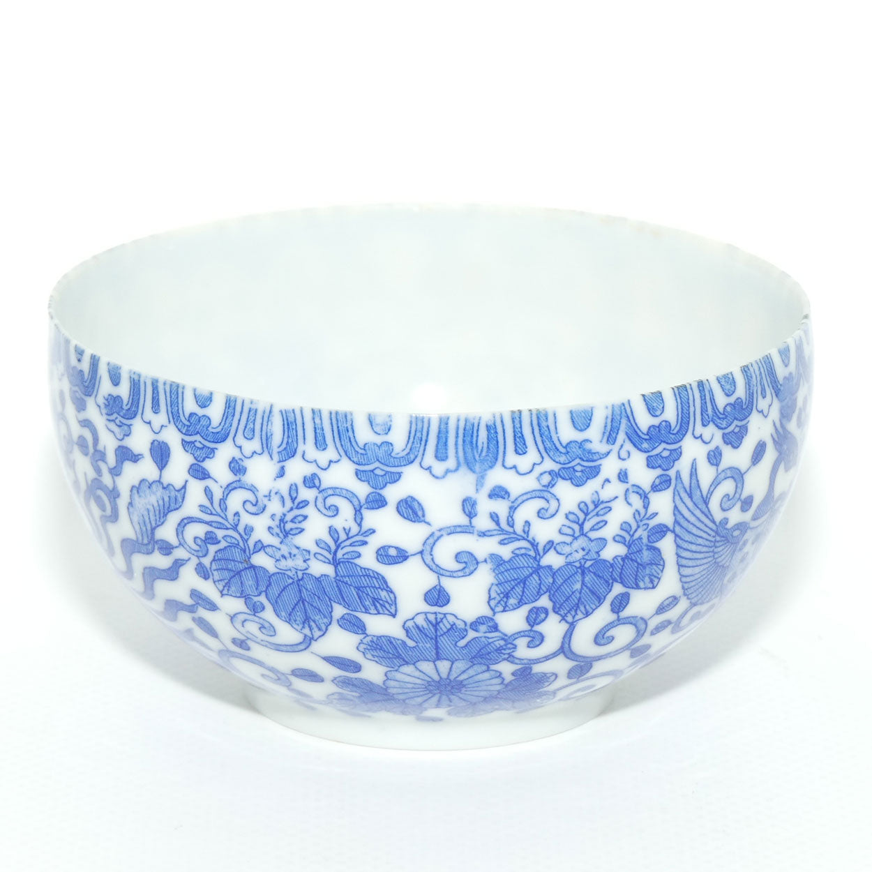 Japanese Blue and White eggshell china Pheonix Bird cup and saucer