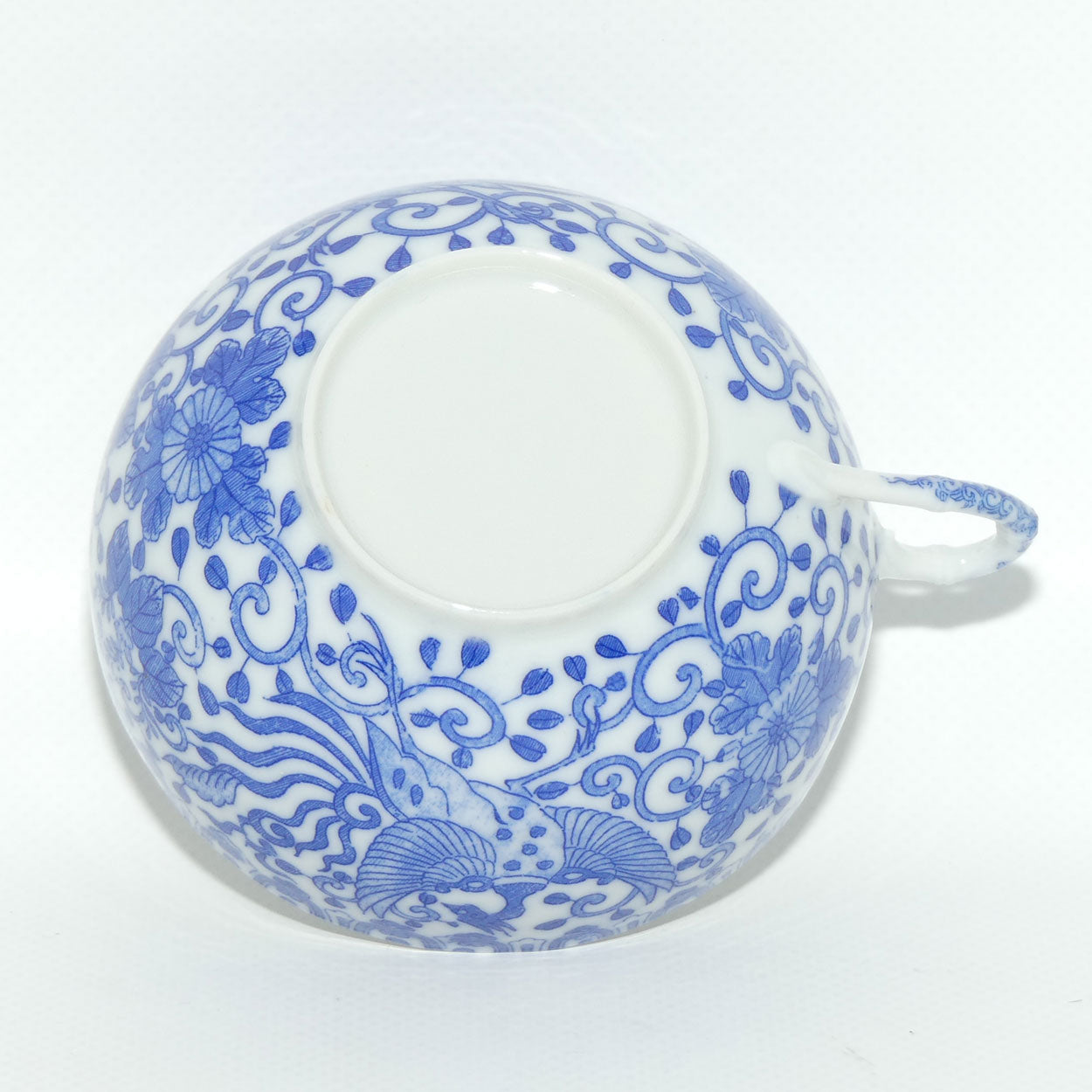 Japanese Blue and White eggshell china Pheonix Bird cup and saucer