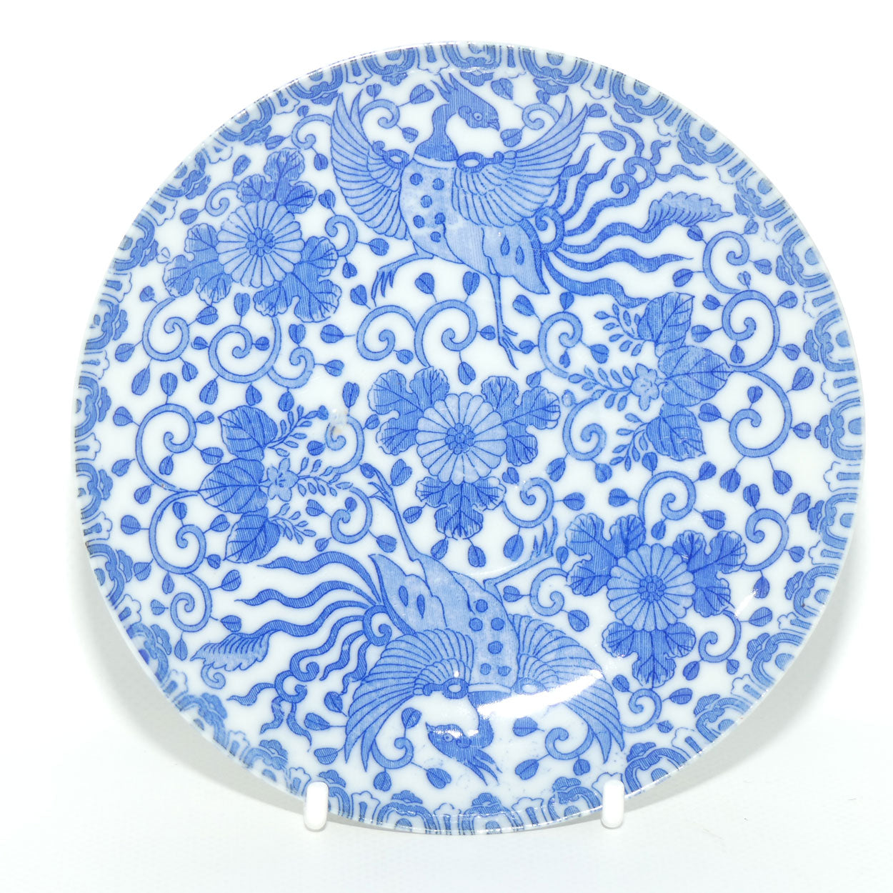 Japanese Blue and White eggshell china Pheonix Bird cup and saucer