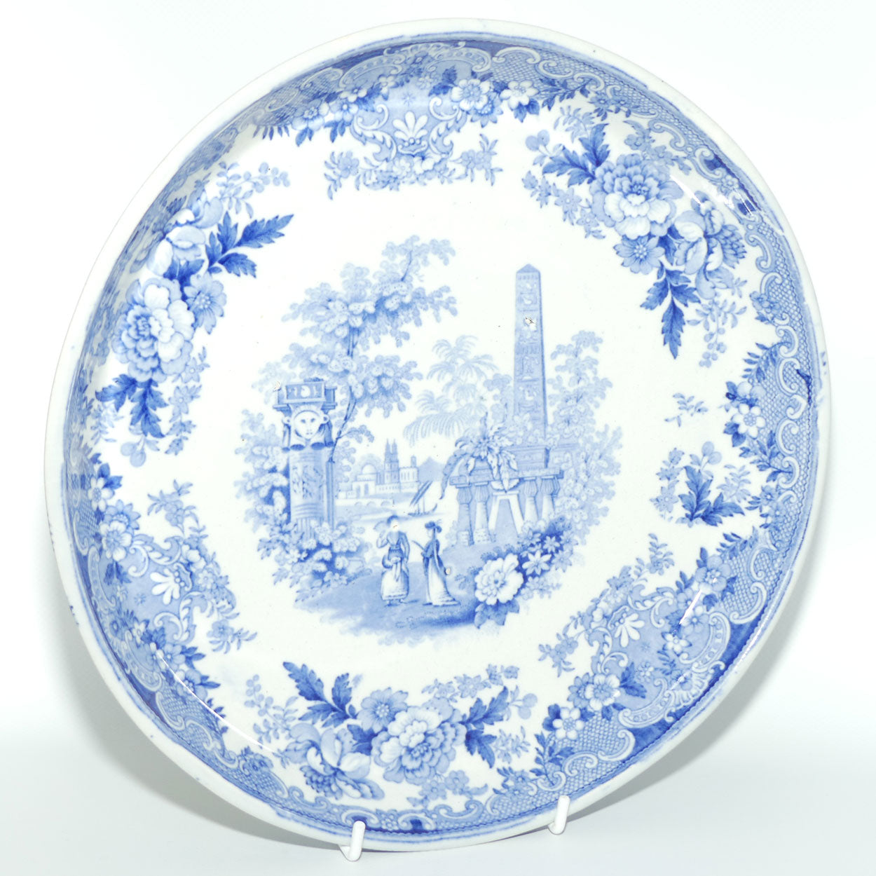 mid Victorian era CT Maling Blue and White transfer ware cake stand