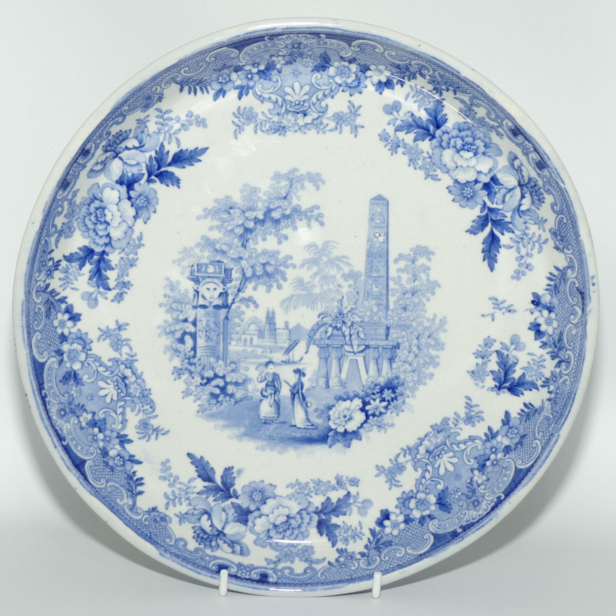 mid Victorian era CT Maling Blue and White transfer ware cake stand