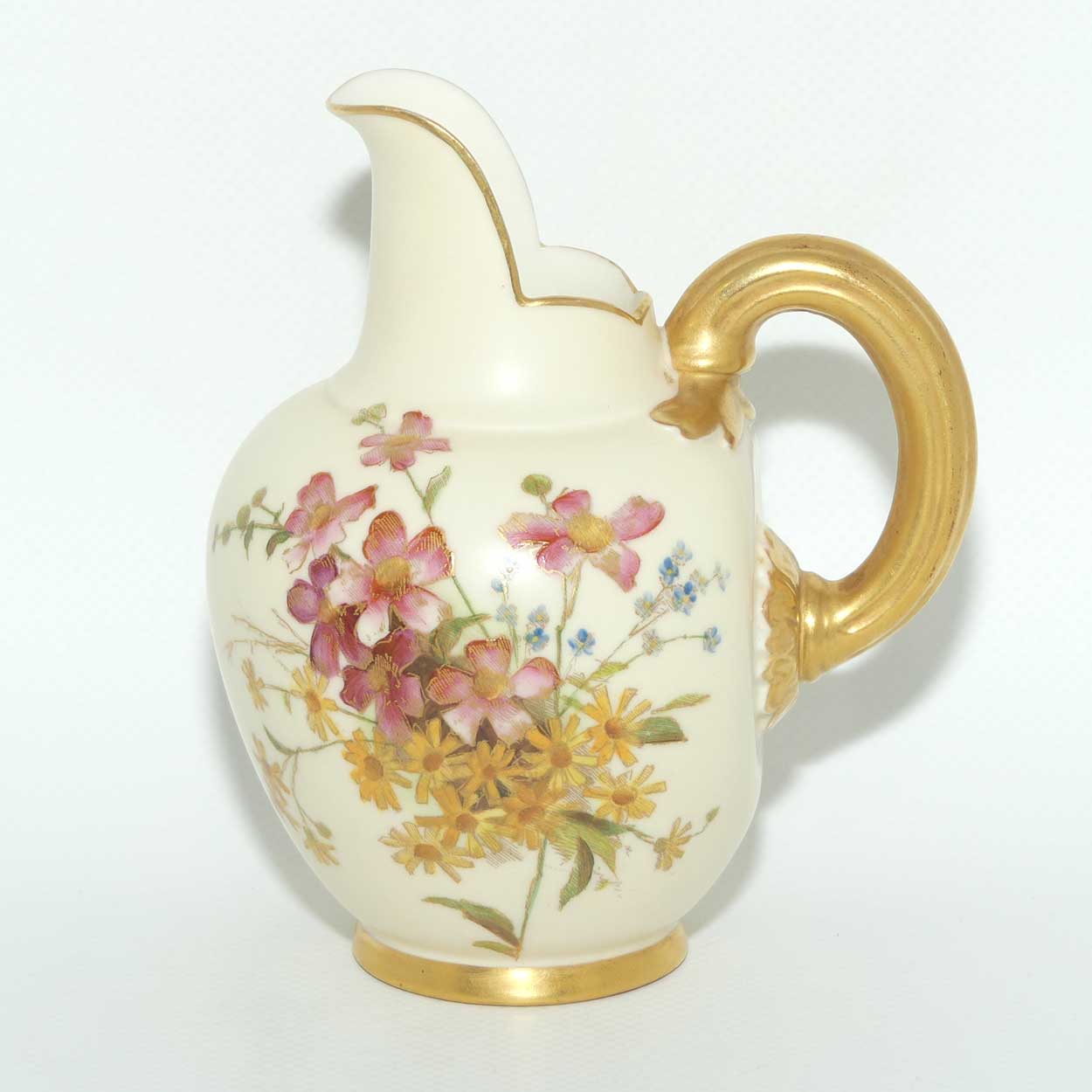 Royal Worcester Blush Ivory hand painted floral small flatback jug | Daisies | Shape 1094 | 13cm