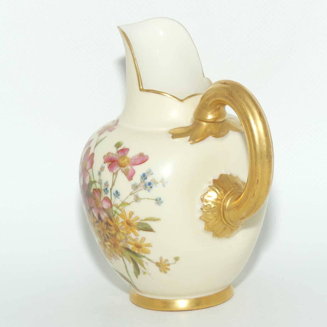 Royal Worcester Blush Ivory hand painted floral small flatback jug | Daisies | Shape 1094 | 13cm