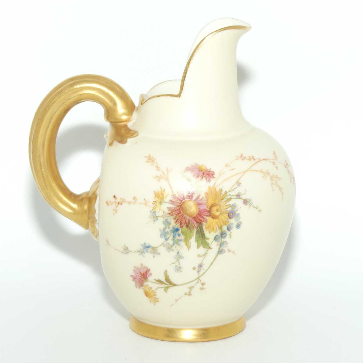 Royal Worcester Blush Ivory hand painted floral small flatback jug | Daisies | Shape 1094 | 13cm