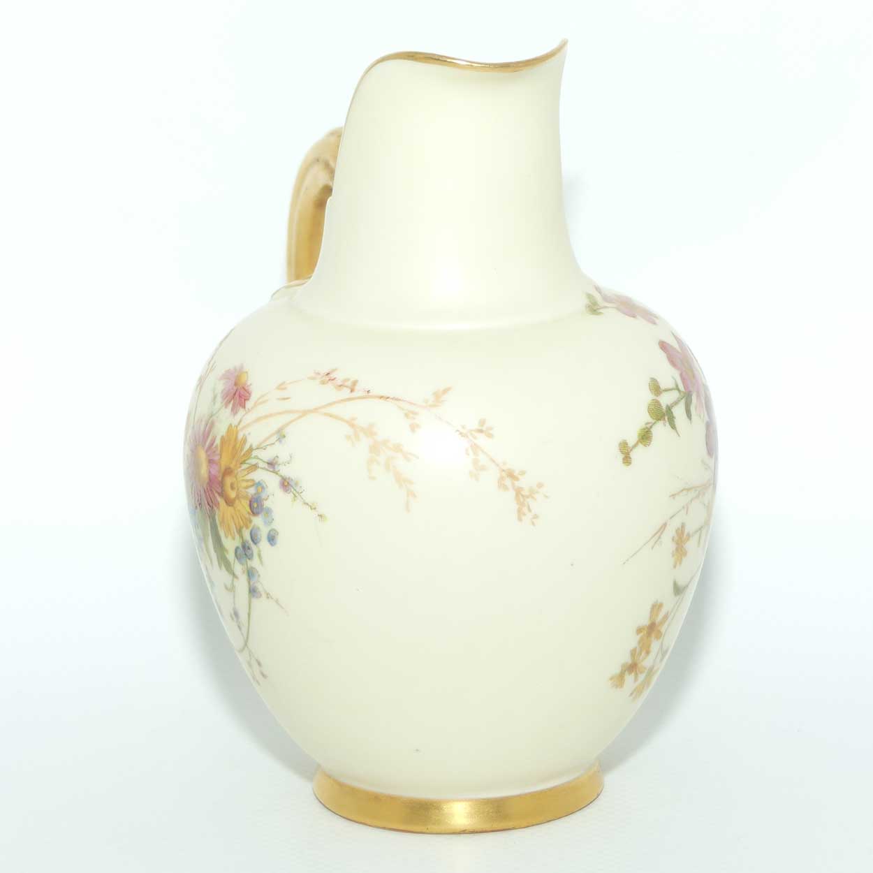 Royal Worcester Blush Ivory hand painted floral small flatback jug | Daisies | Shape 1094 | 13cm